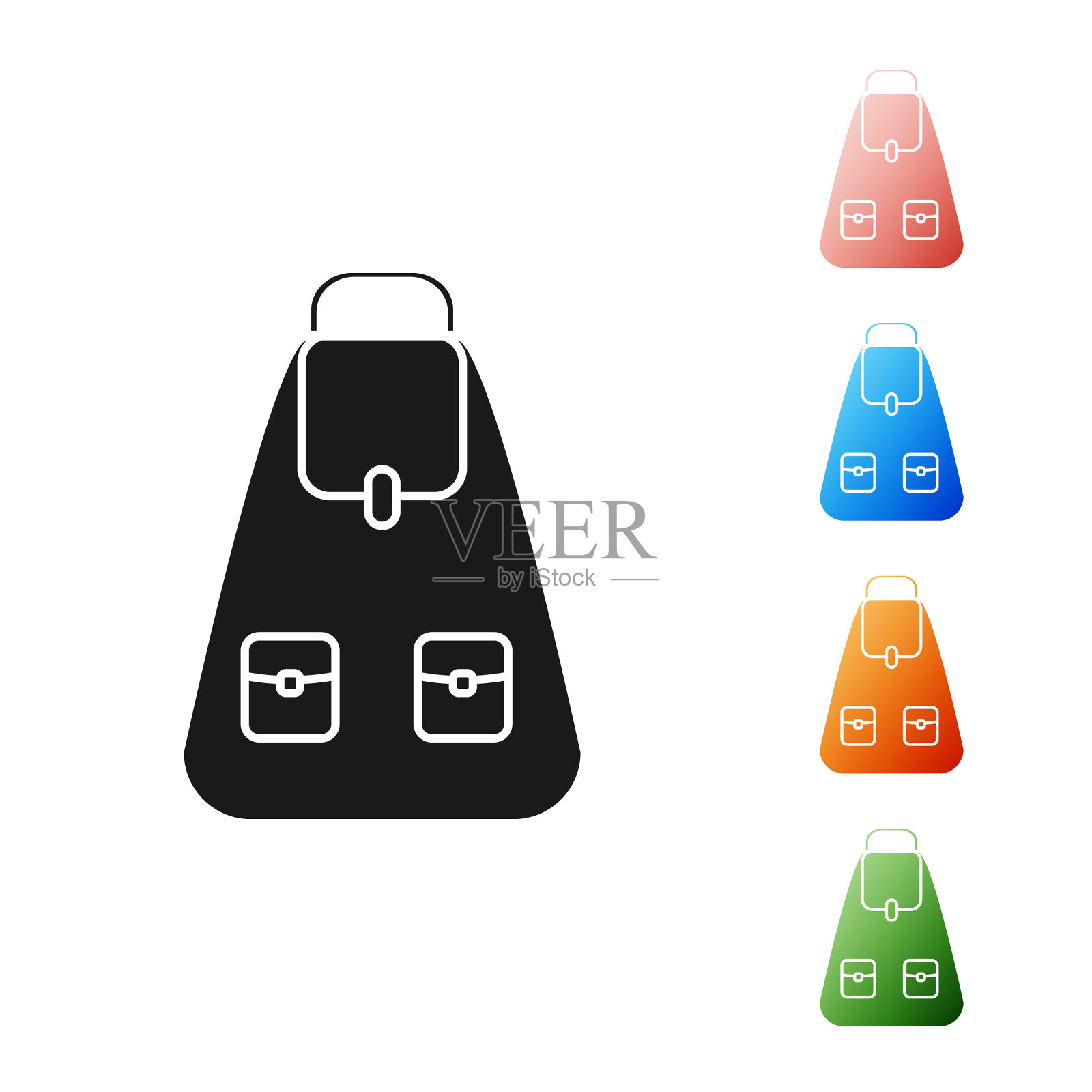 黑色学校背包图标孤立在白色图标素材