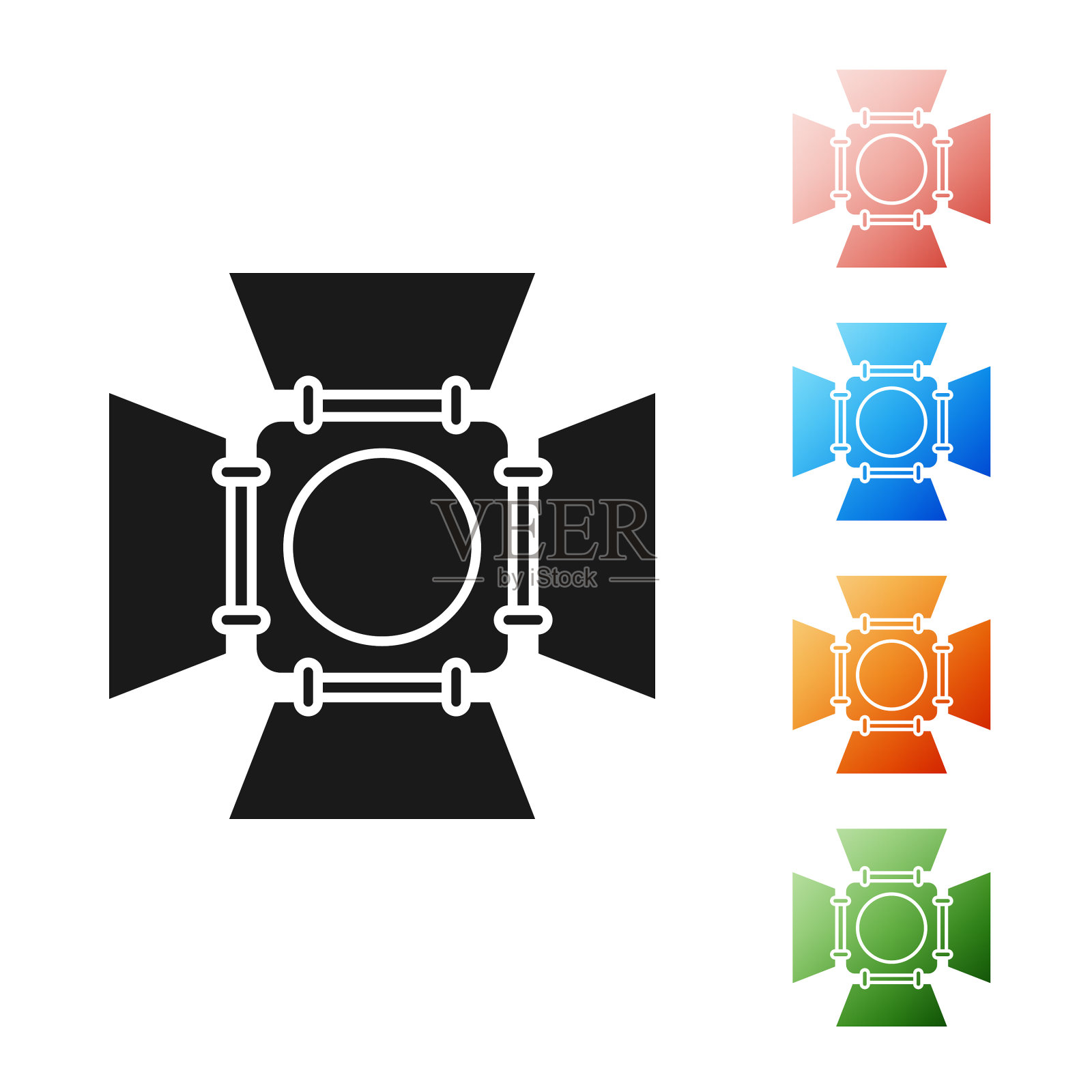 黑人电影聚光灯图标孤立在白色图标素材