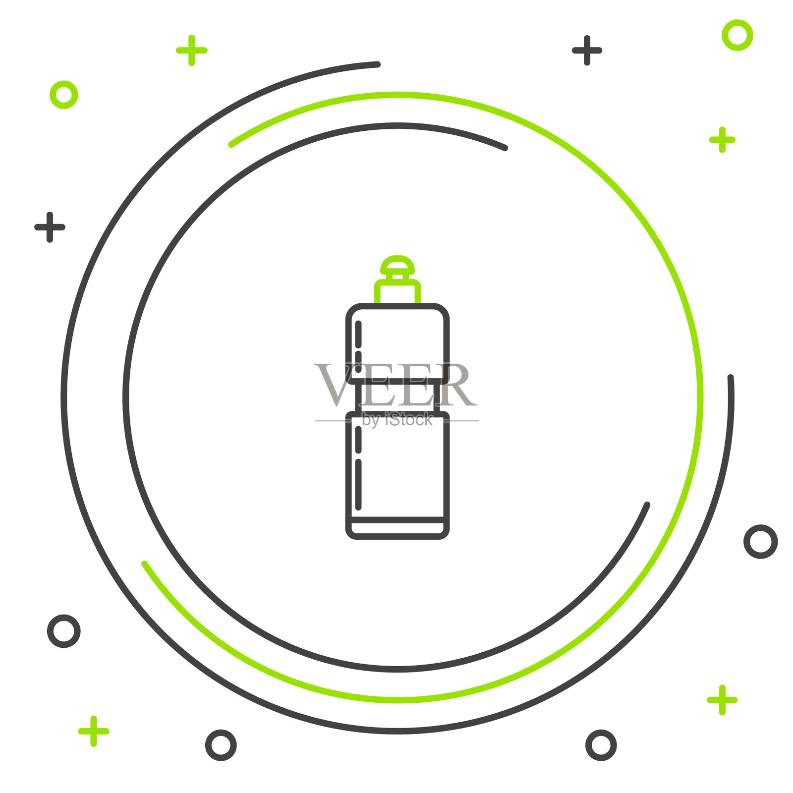 黑色和绿色线条的塑料瓶液体插画图片素材