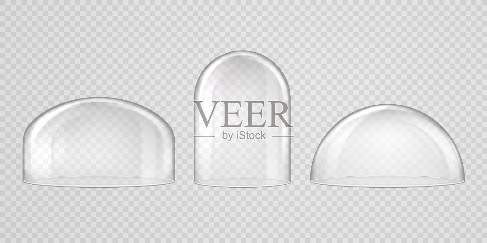 透明背景上的球形玻璃圆顶插画图片素材