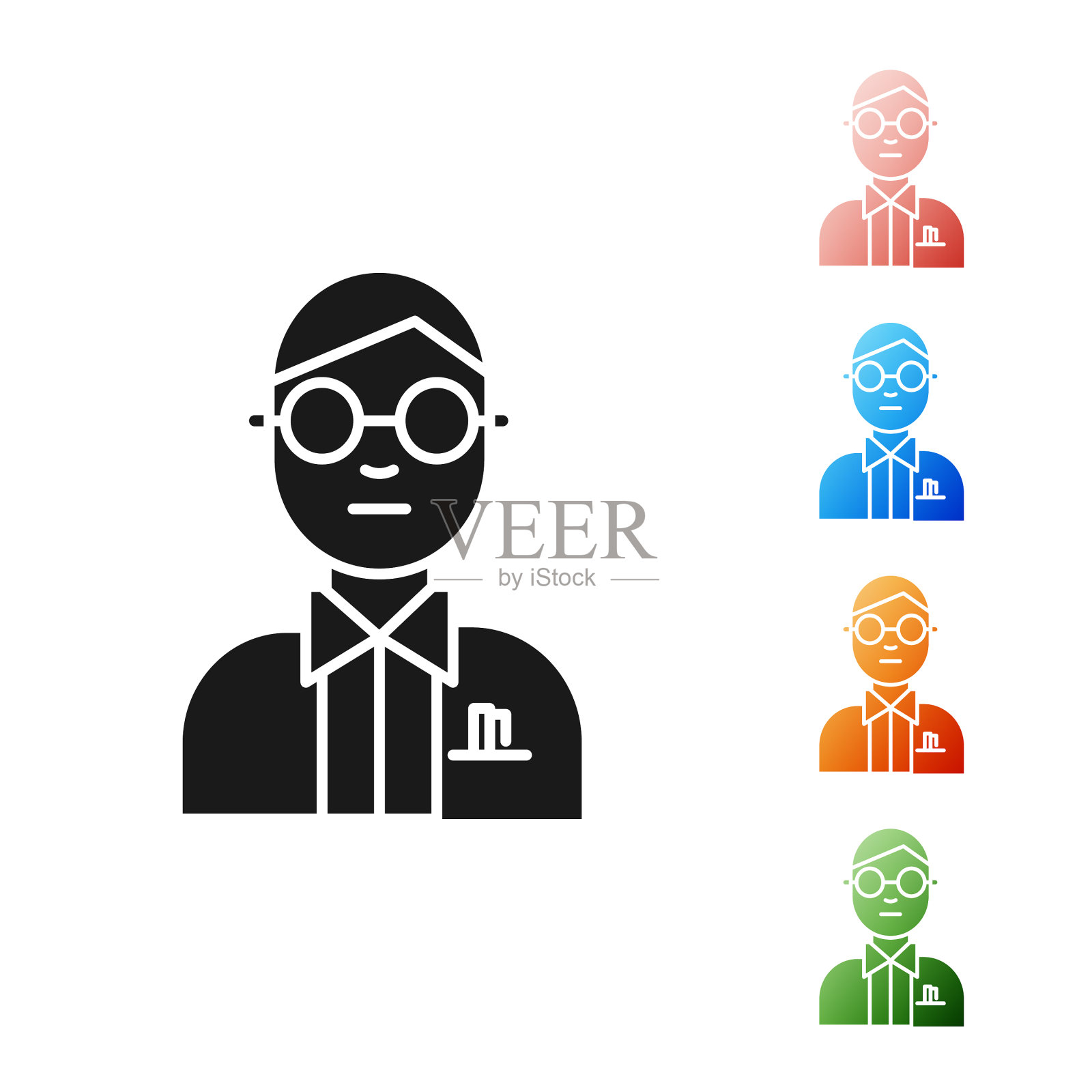 黑人科学家图标孤立在白色背景图标素材