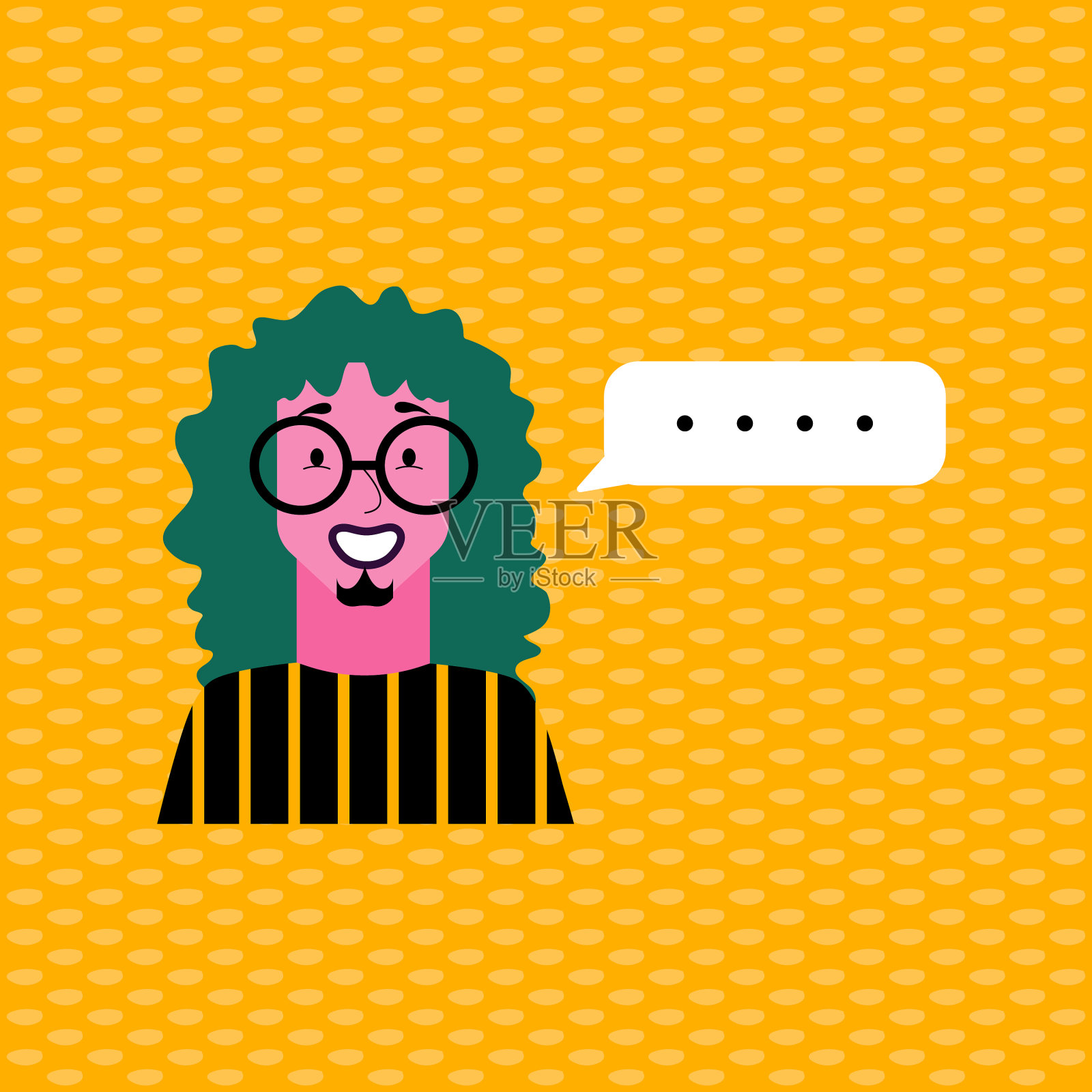 阿凡达微笑的男人戴着眼镜和长颜色插画图片素材