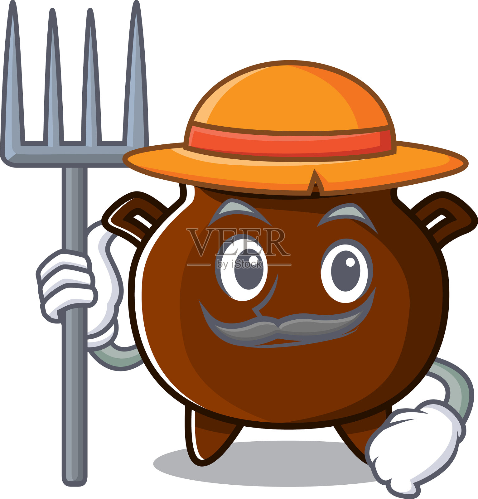 农夫大锅与孤立的卡通设计元素图片