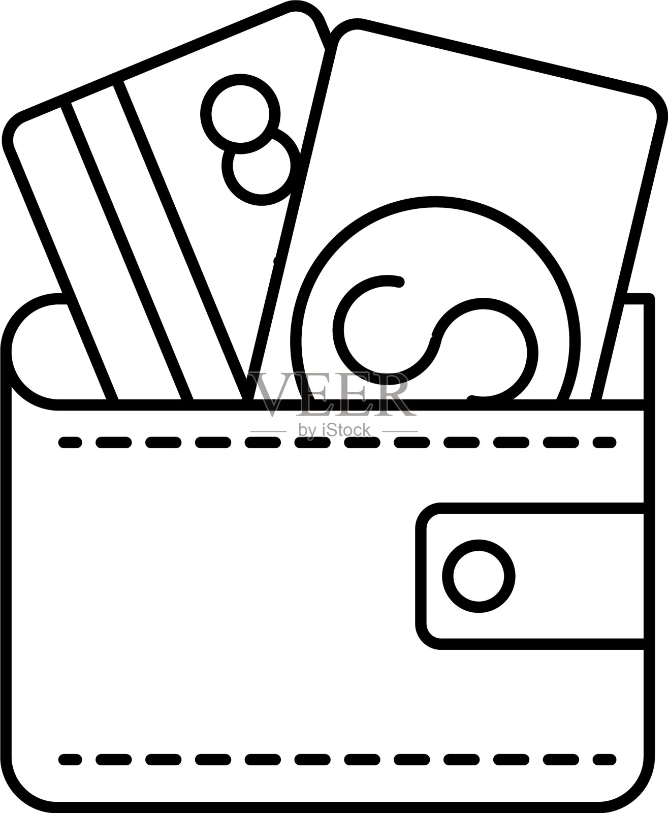 钱包里有信用卡和纸币图标素材