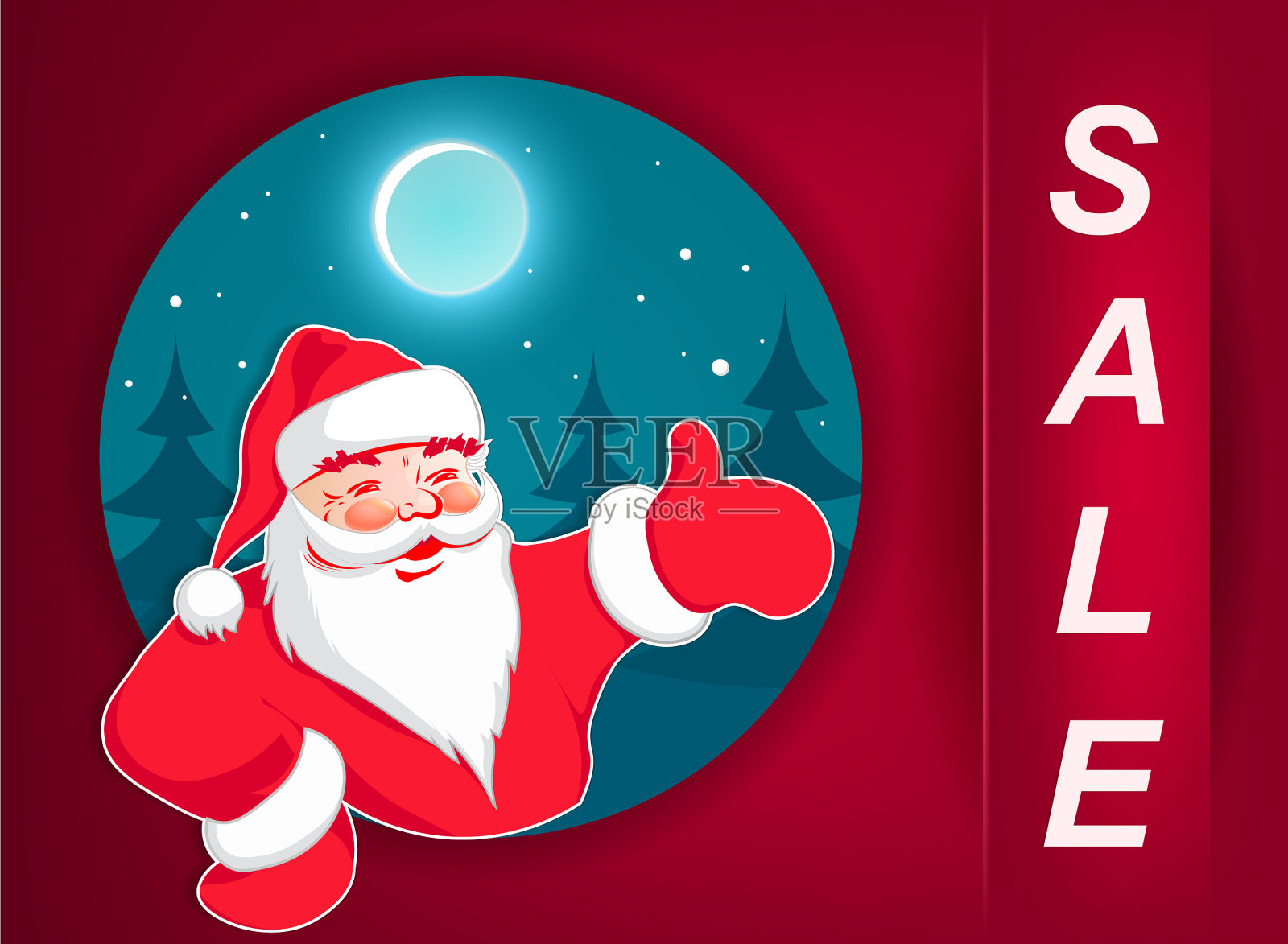 圣诞粉红色与圣诞老人插画图片素材