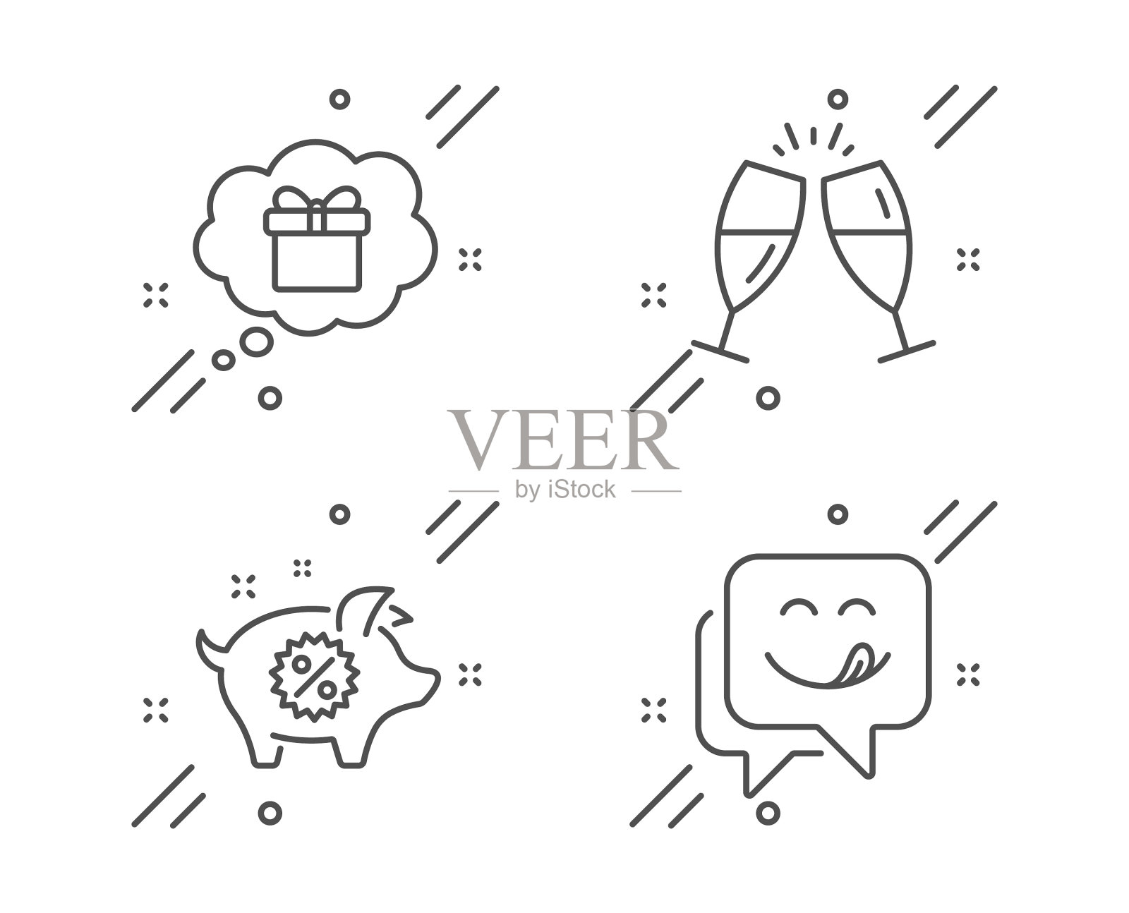 小猪出售礼物梦想和香槟眼镜图标图标素材