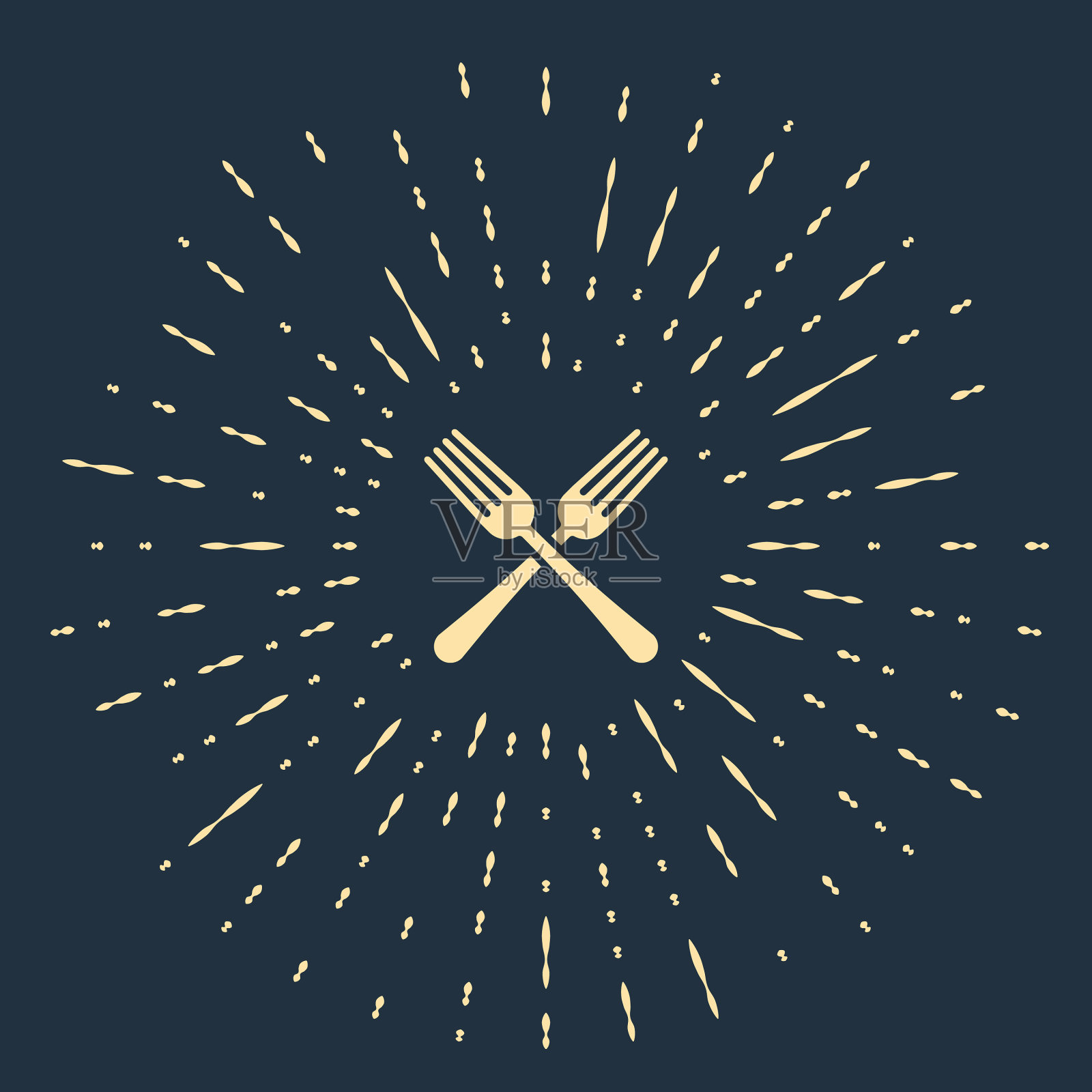 米色交叉叉图标孤立在深蓝色插画图片素材