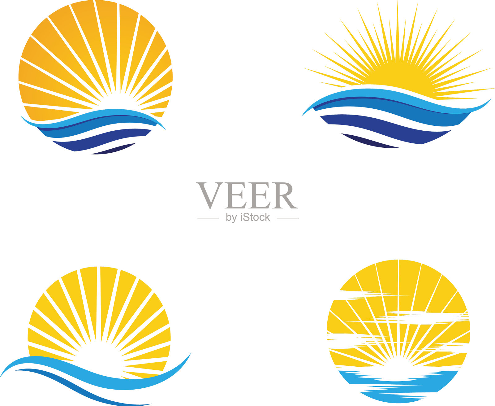 太阳水波图标插画图片素材