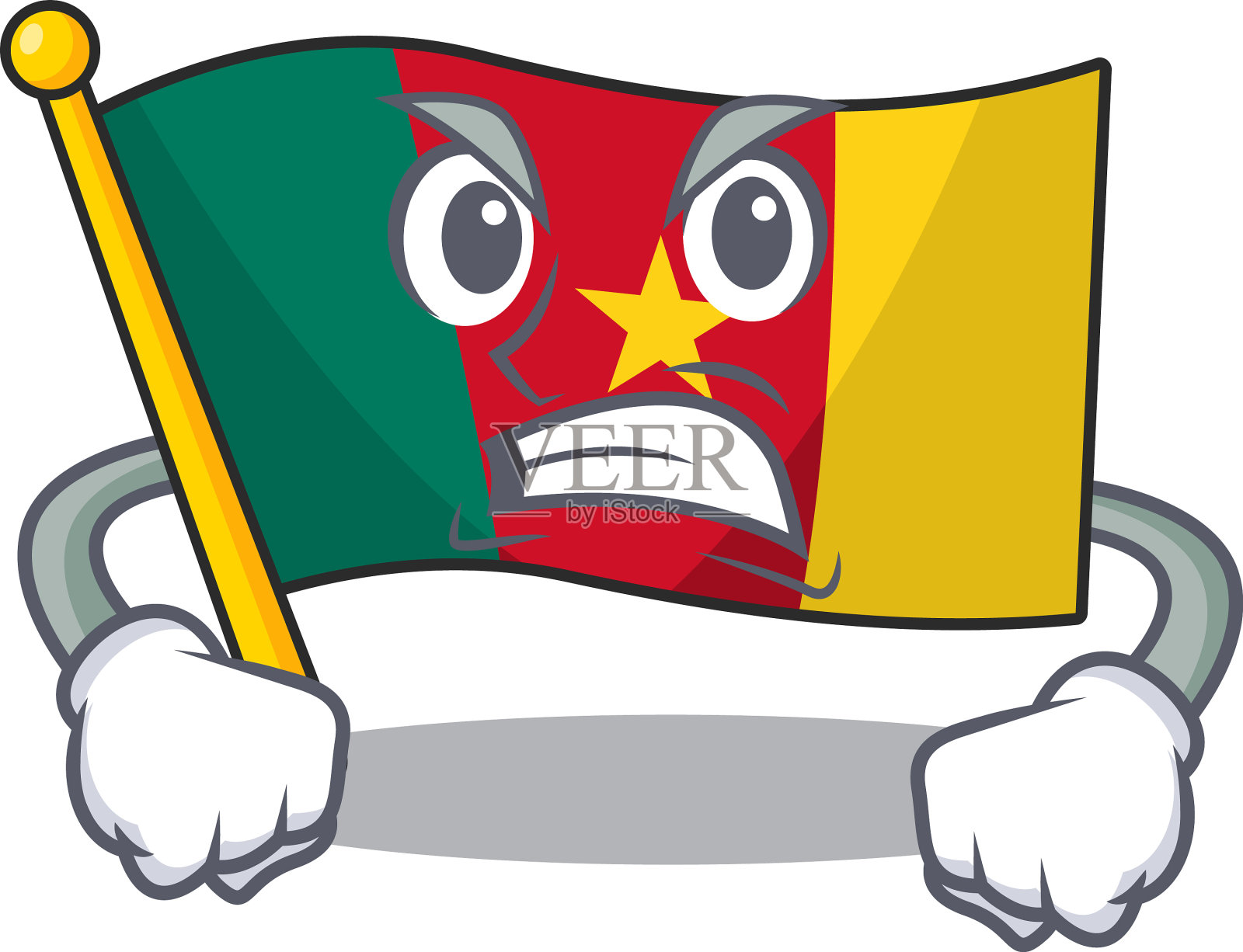愤怒旗喀麦隆吉祥物孤立与可爱插画图片素材
