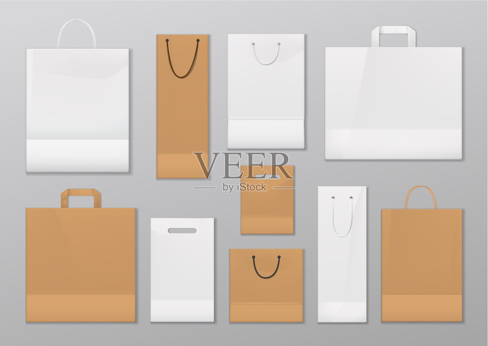 购物袋是纸做的，把手是分开的插画图片素材