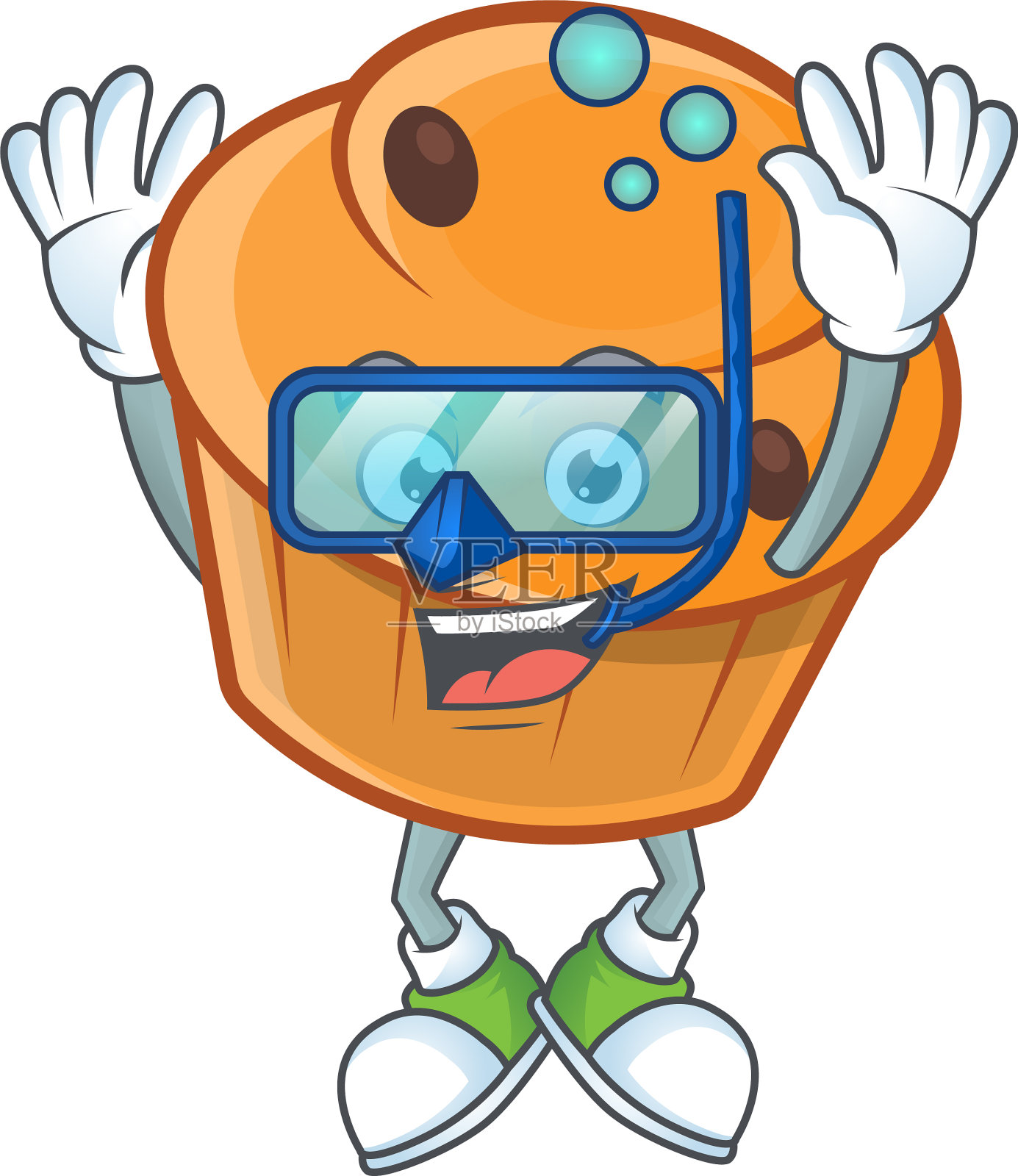 卡通奶油蛋卷在跳水人物形状插画图片素材