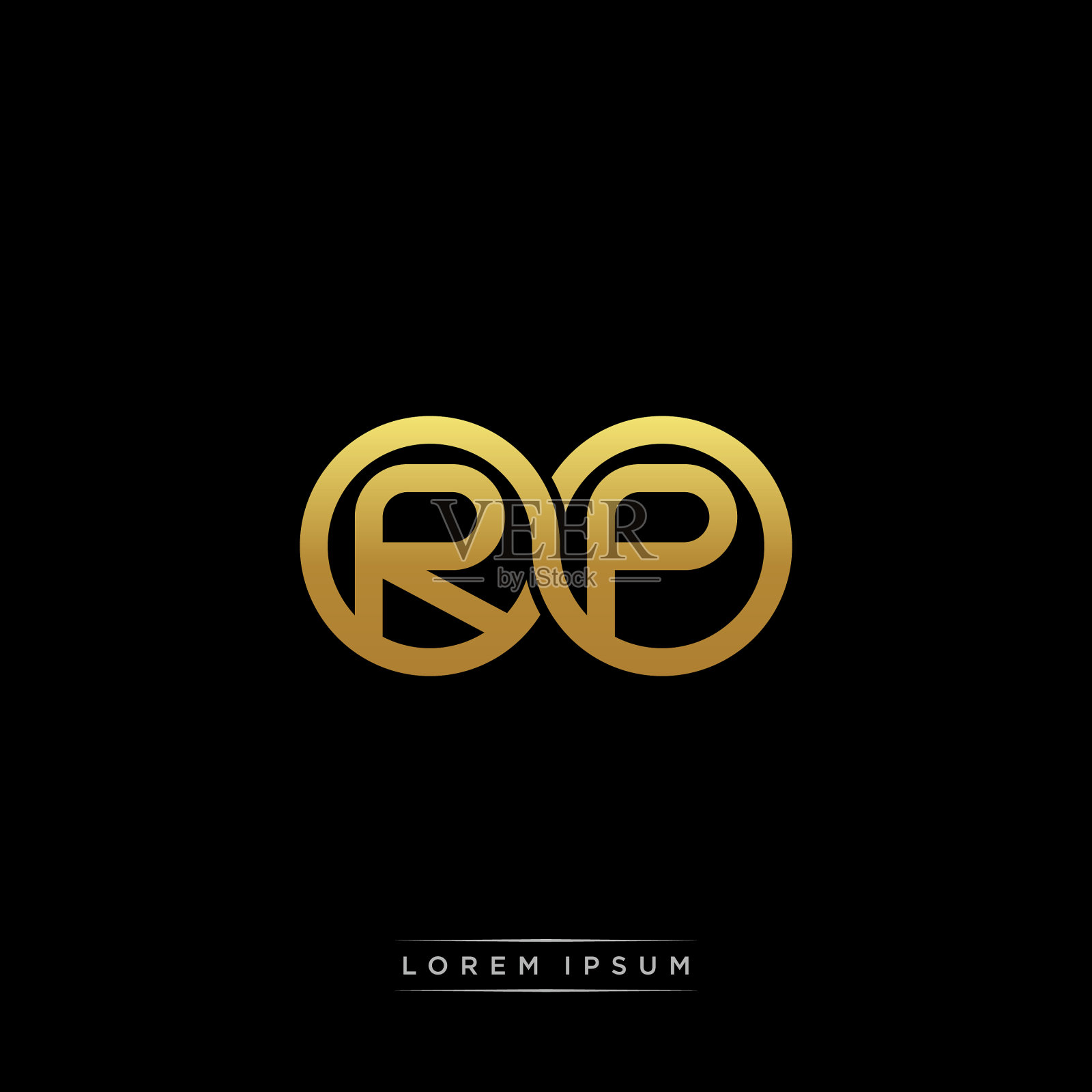 Rp首字母连圆大写字母组合插画图片素材