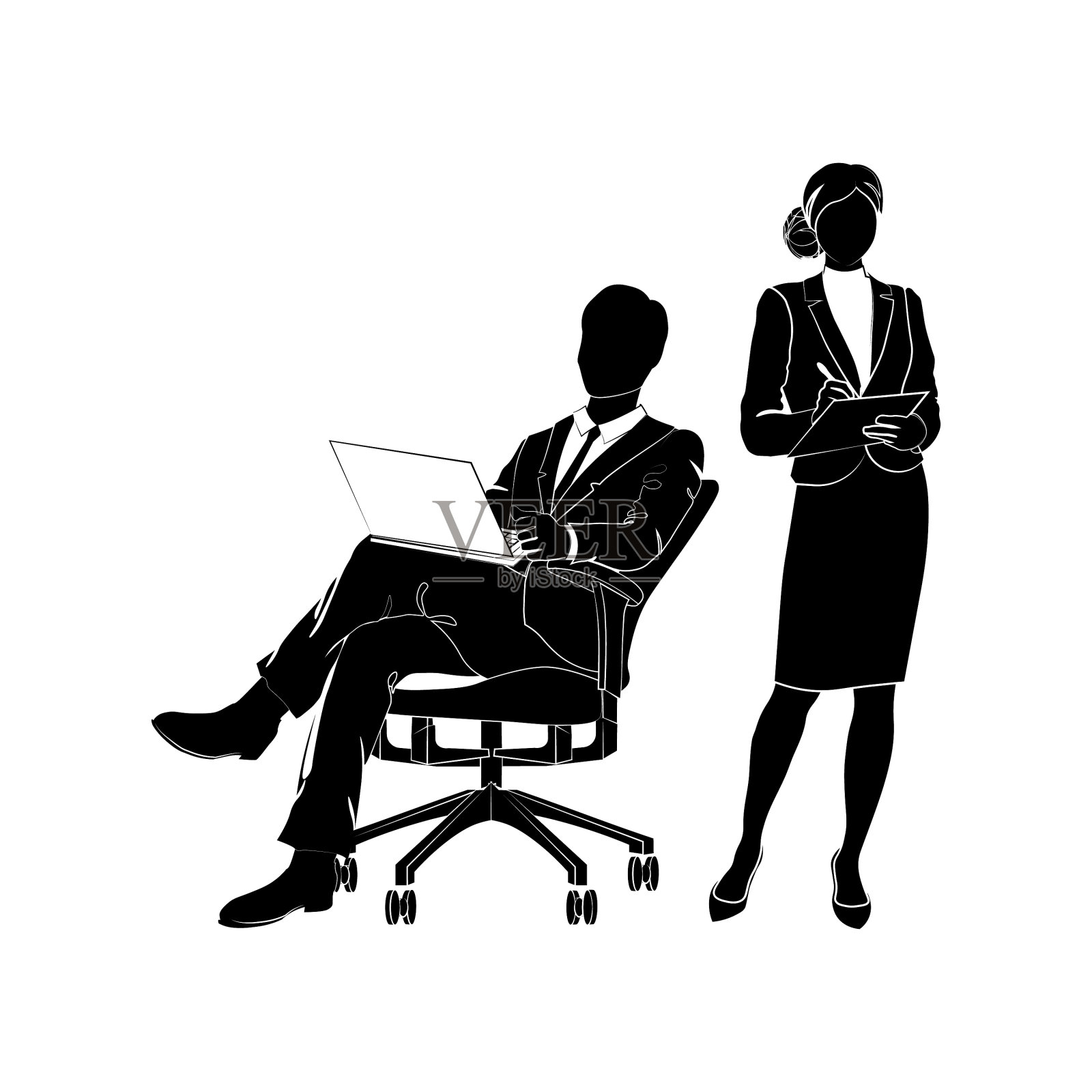 商人经理坐在办公椅上设计元素图片