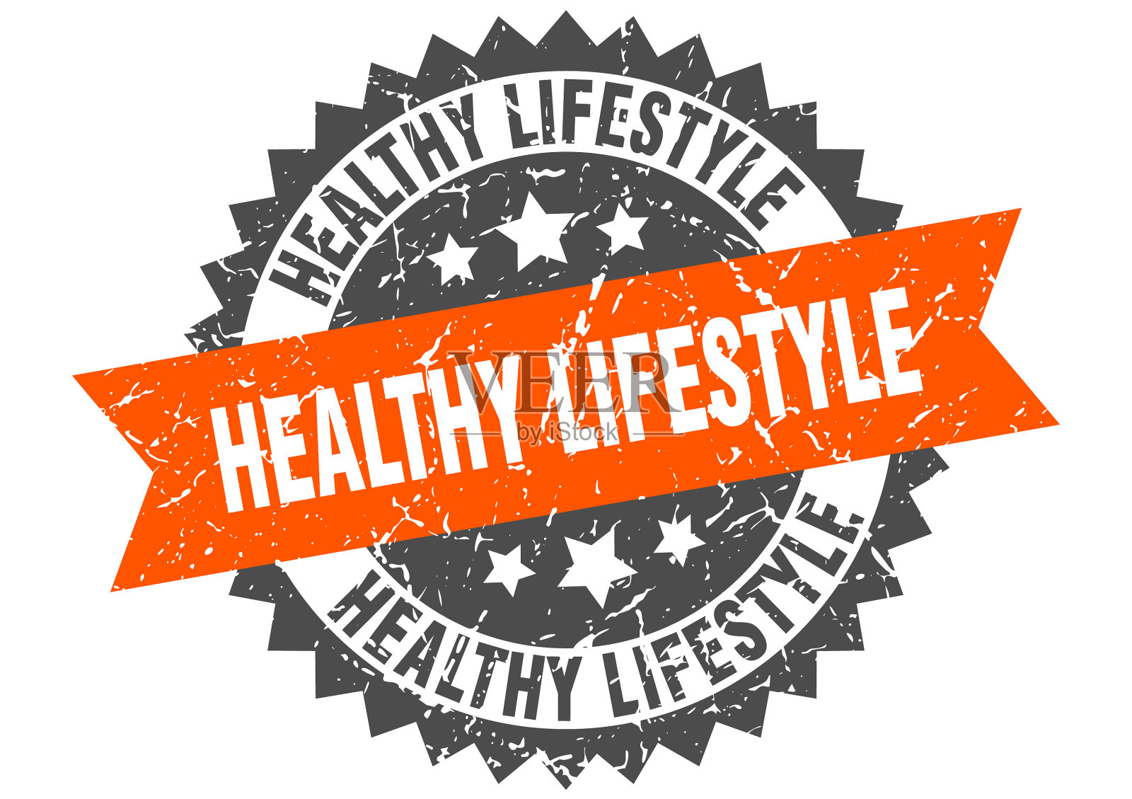 健康的生活方式与橙色带垃圾邮票插画图片素材