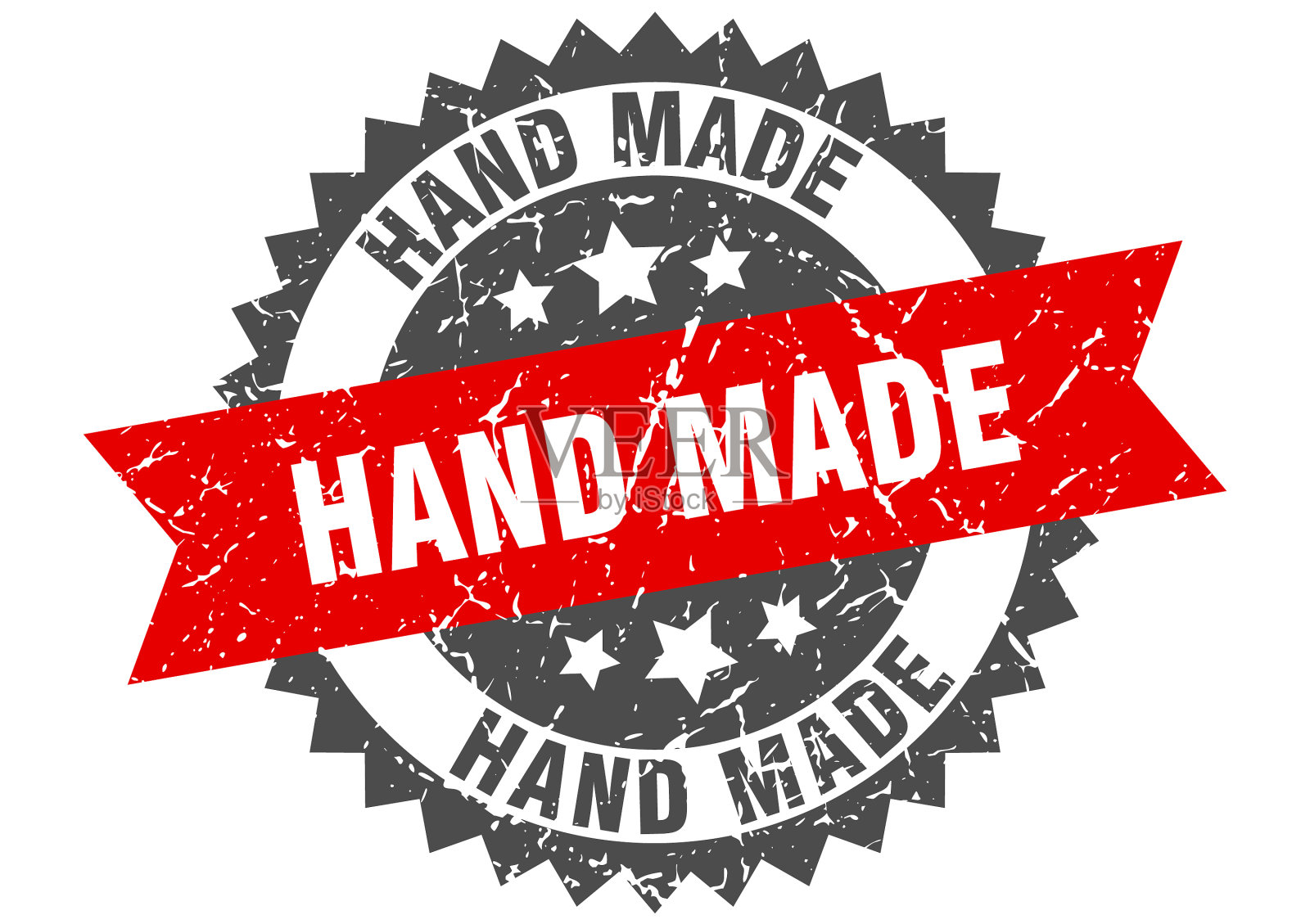 手工制作的垃圾邮票与红带手工制作插画图片素材