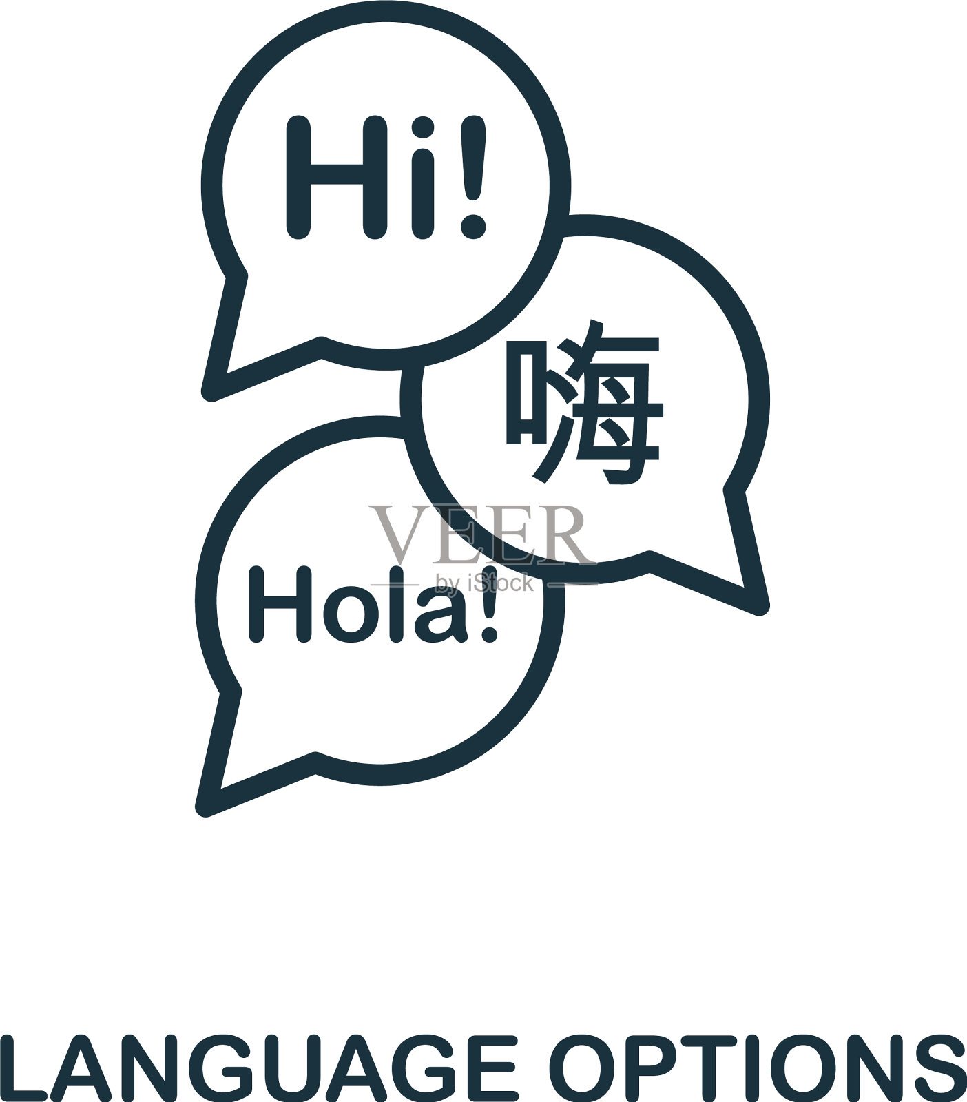 语言选项图标轮廓样式细线插画图片素材