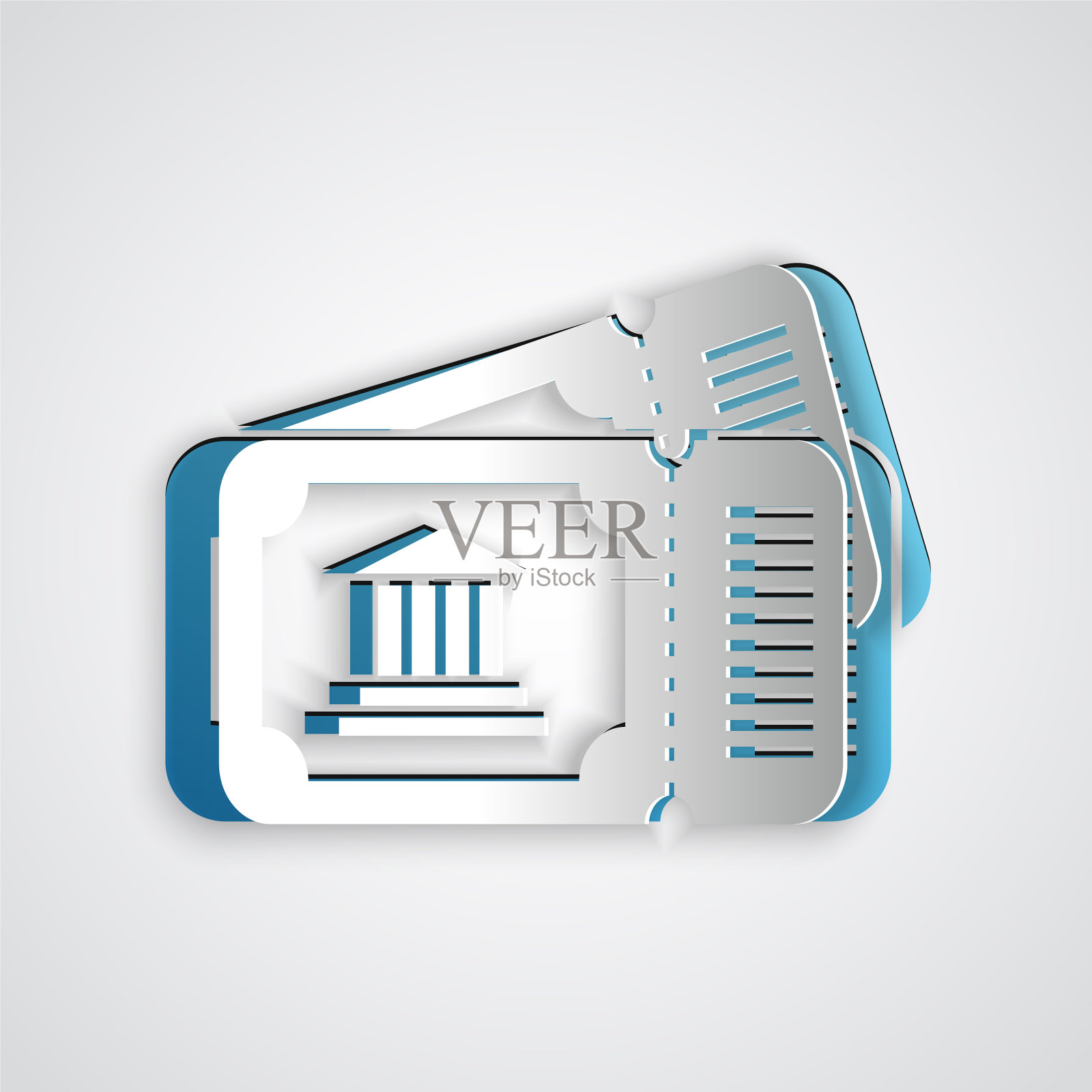 剪纸博物馆门票图标孤立在灰色图标素材