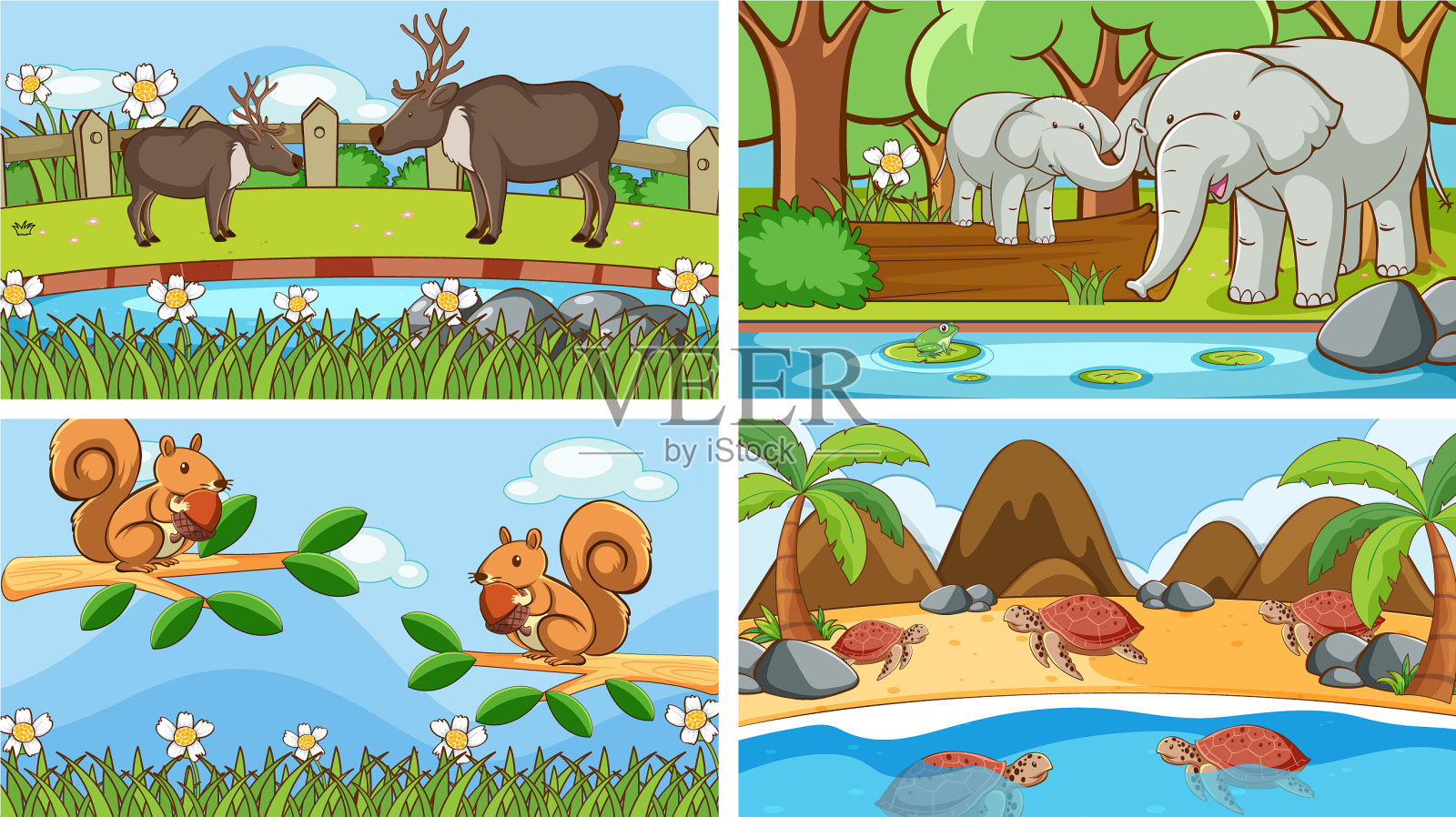 背景场景动物在野外插画图片素材