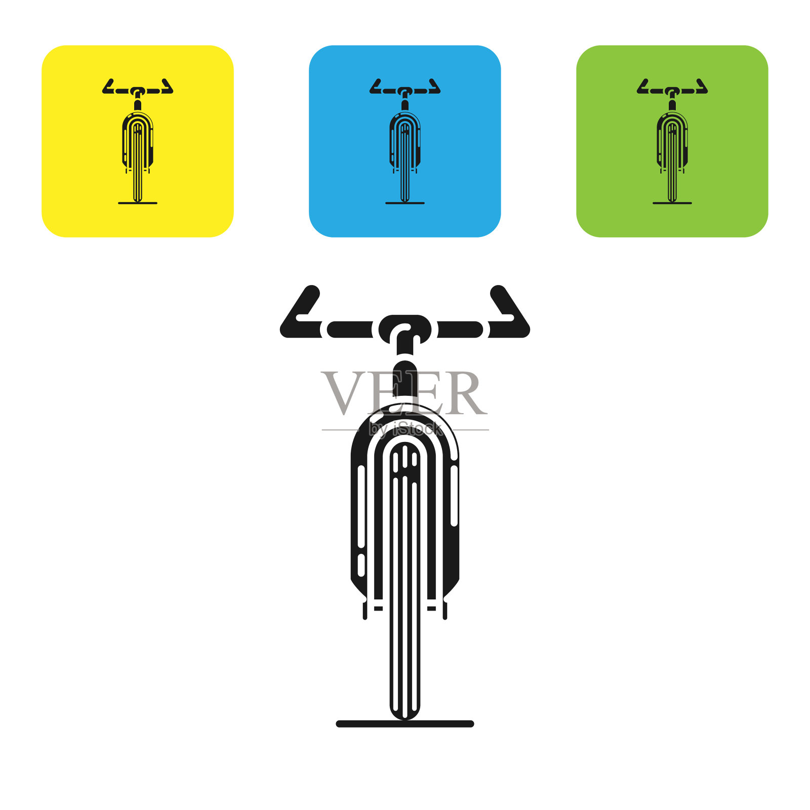 黑色自行车图标孤立在白色背景上插画图片素材