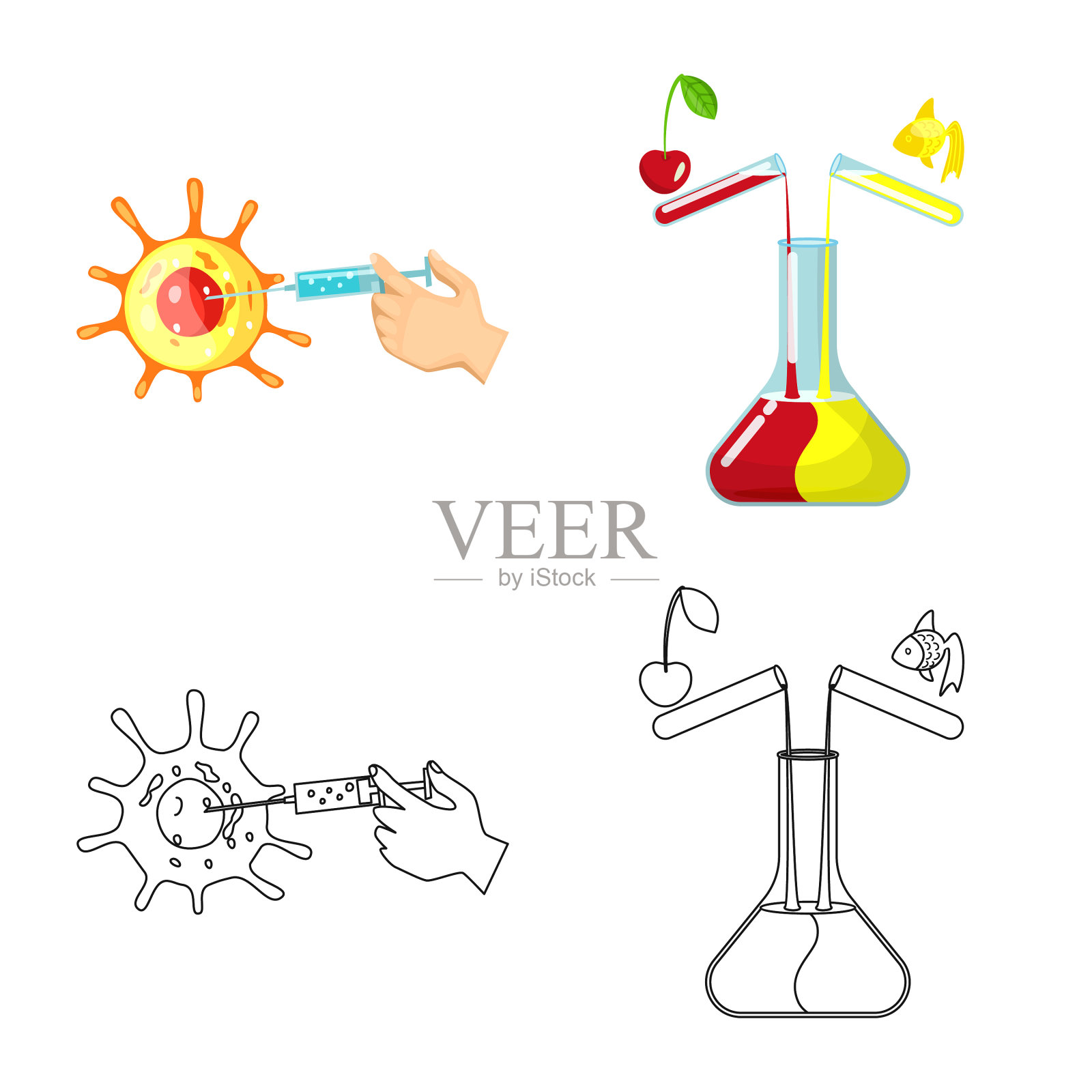 孤立对象测试和合成符号集图标素材