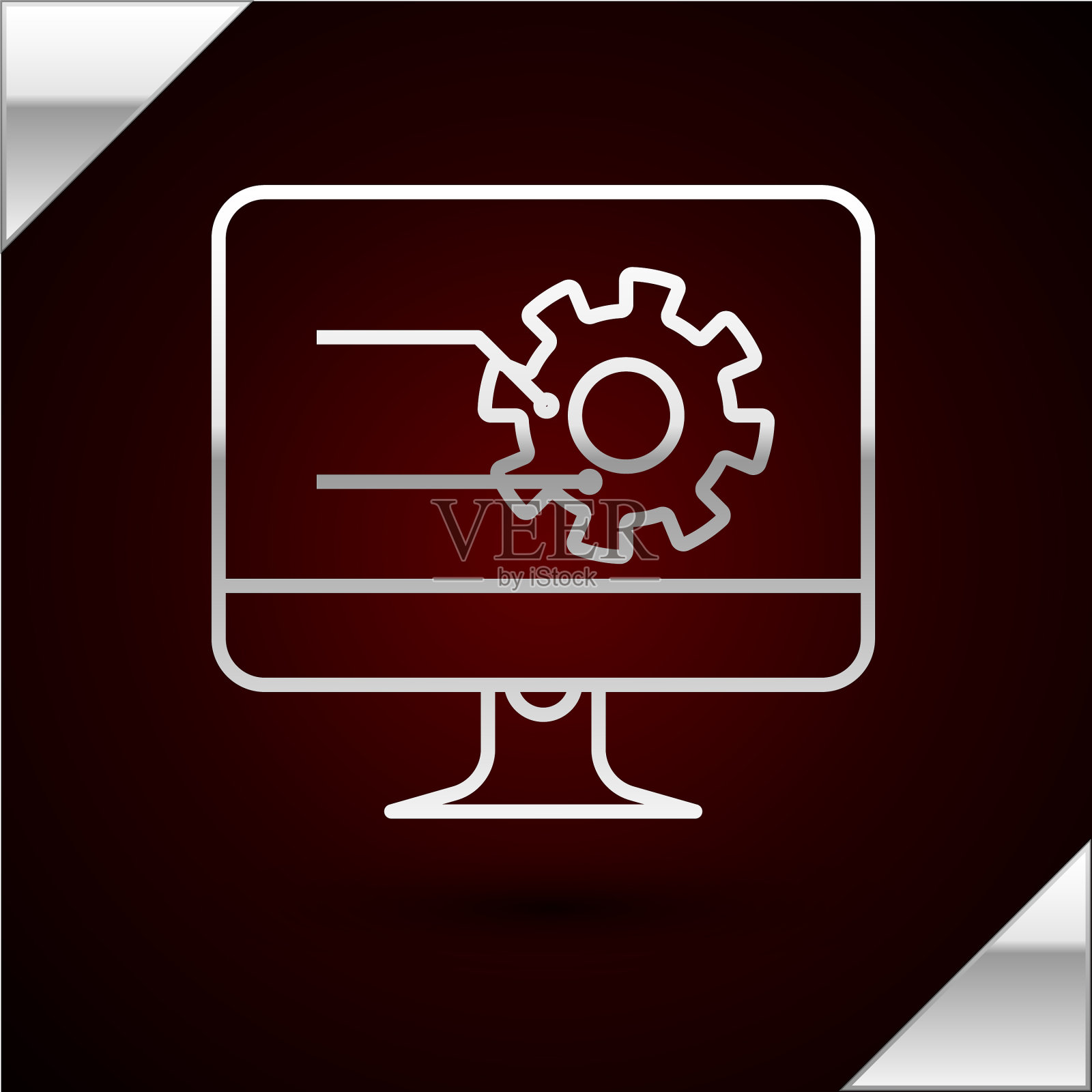 银线电脑显示器与图表图标图标素材