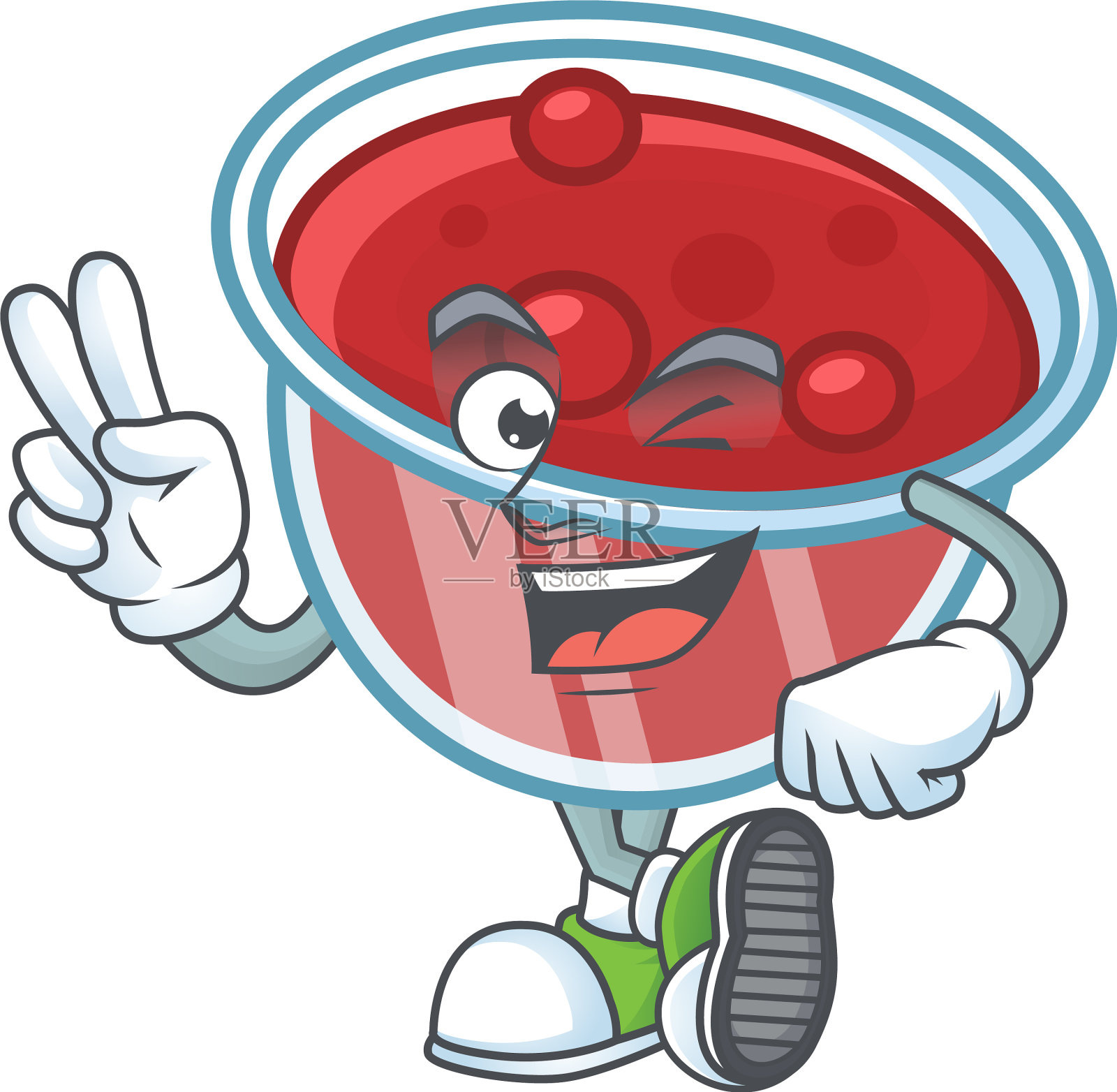 红莓酱和两个手指吉祥物在白色插画图片素材