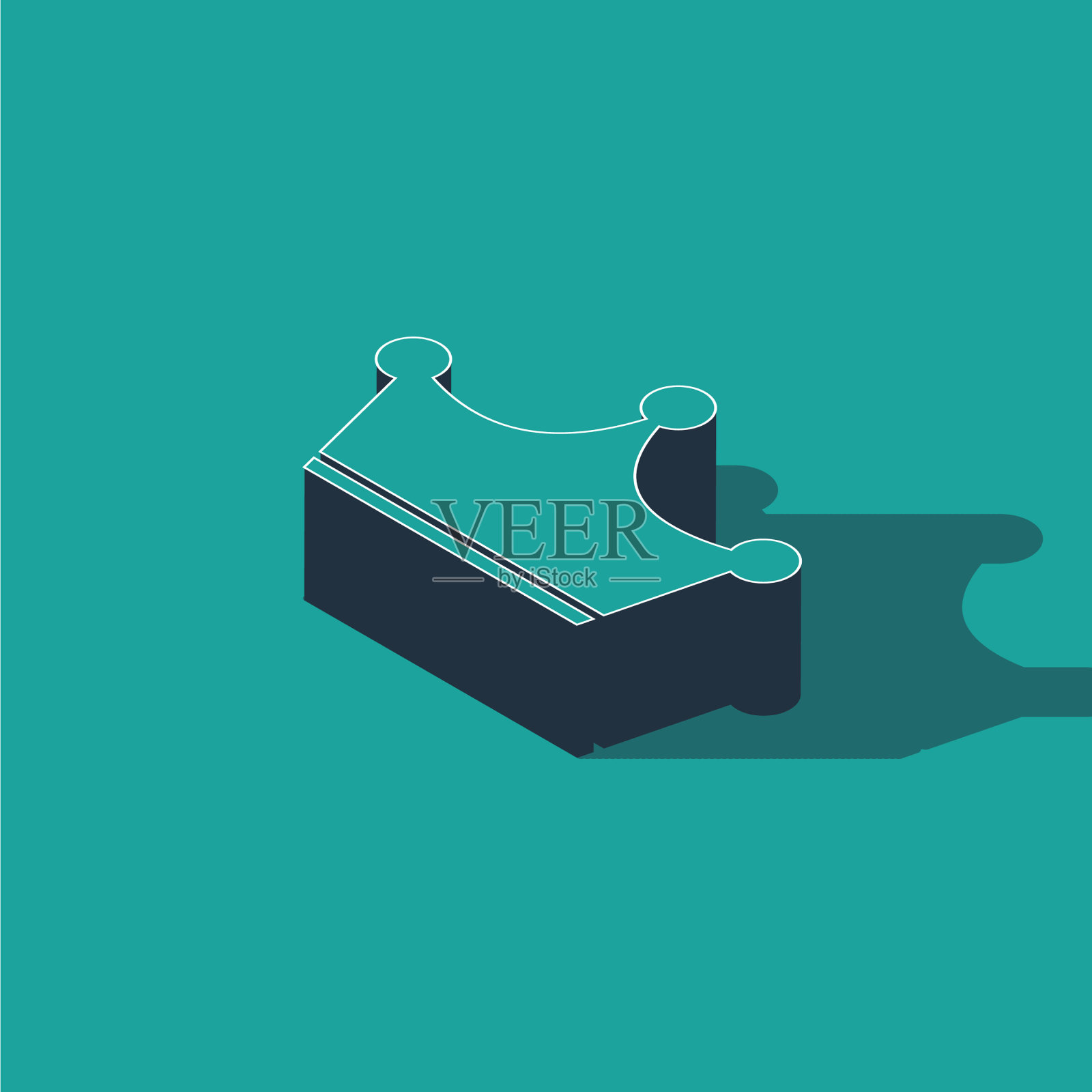 等距皇冠图标孤立在绿色背景插画图片素材