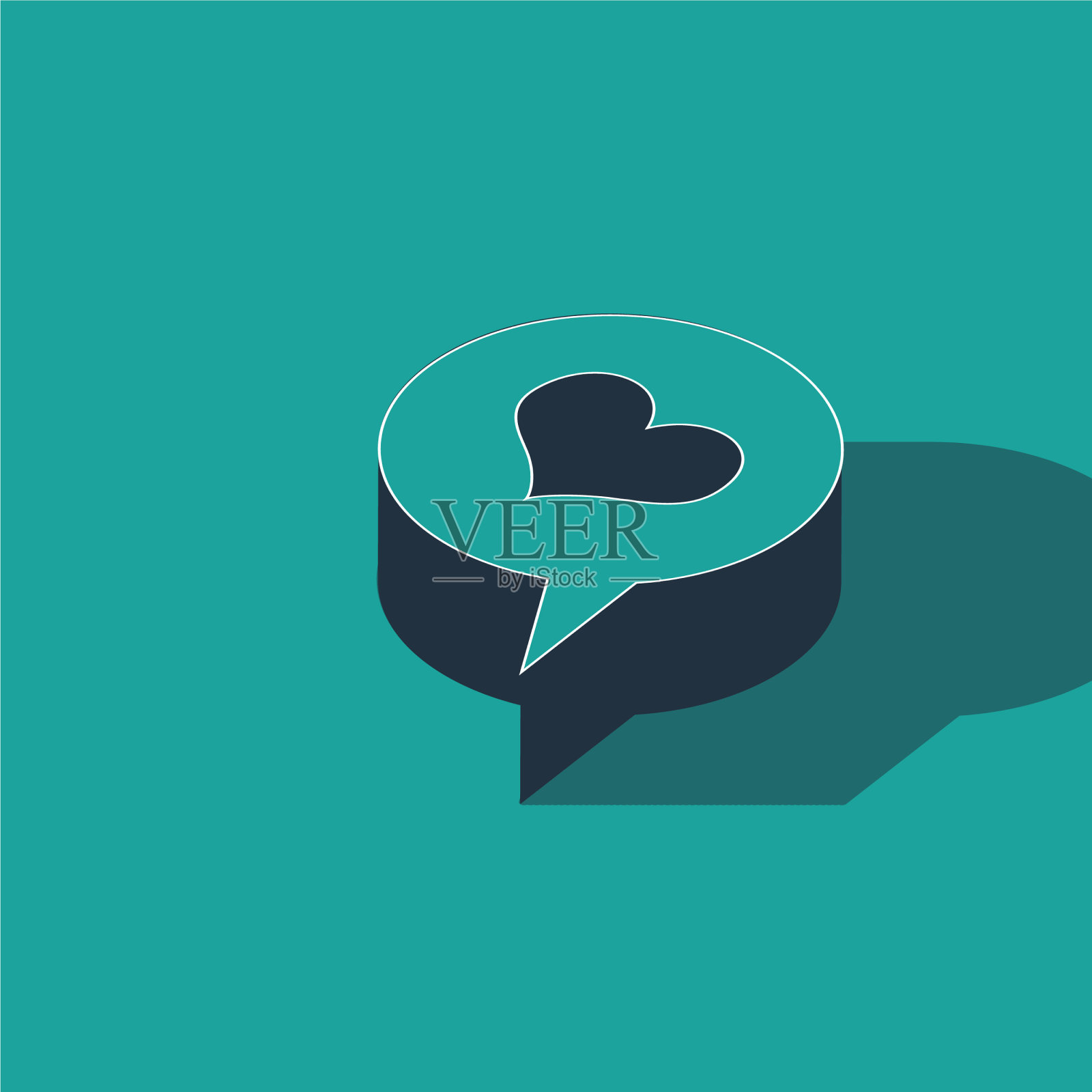 等距心在语音气泡图标孤立上插画图片素材