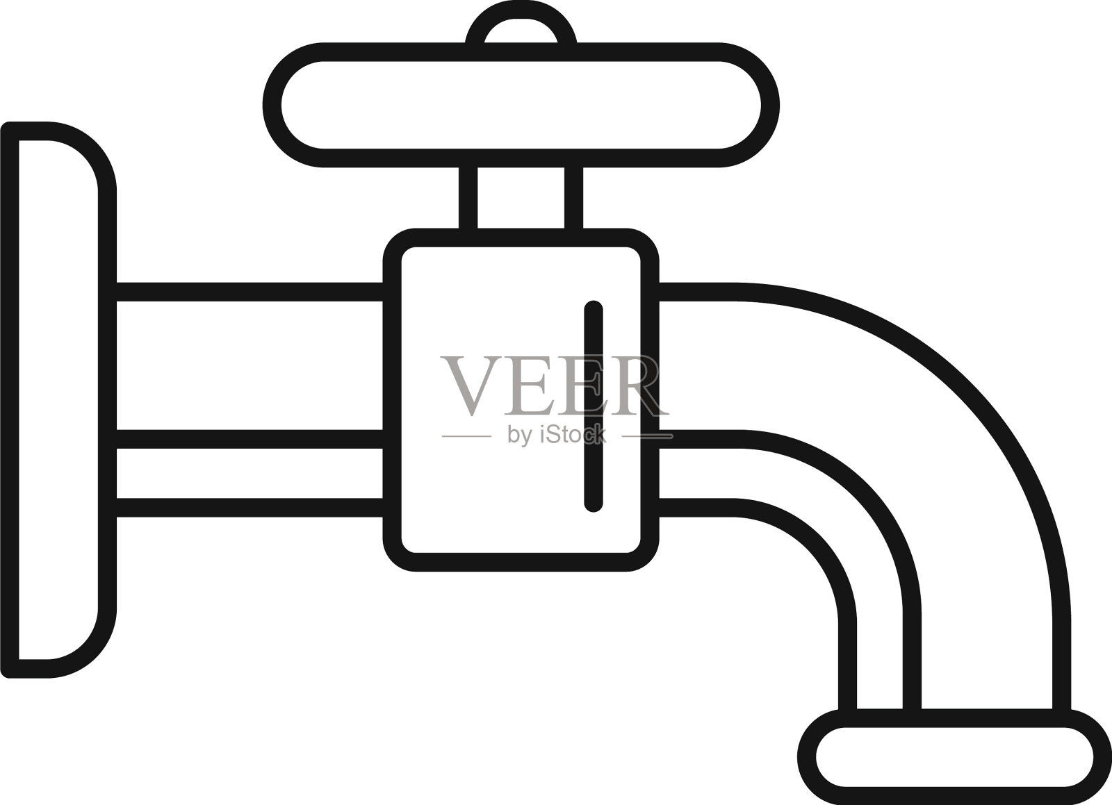 花园自来水龙头图标轮廓风格图标素材