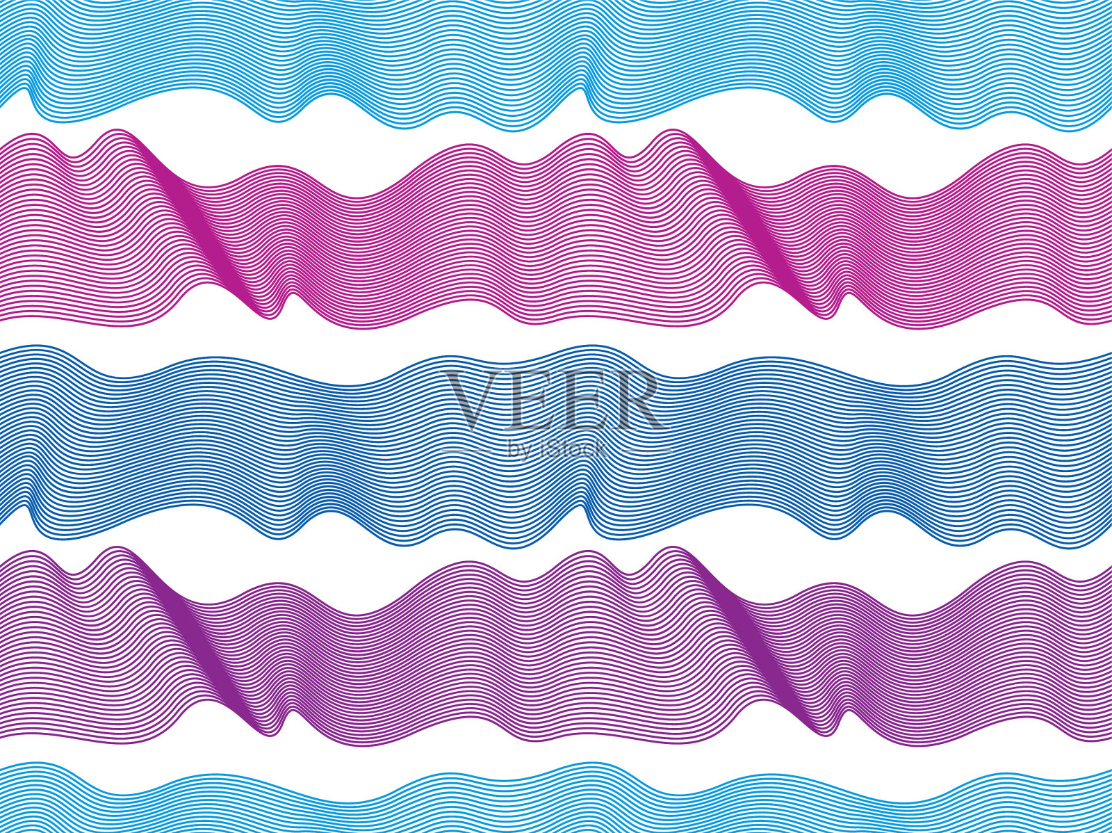 波浪无缝模式水流曲线线插画图片素材