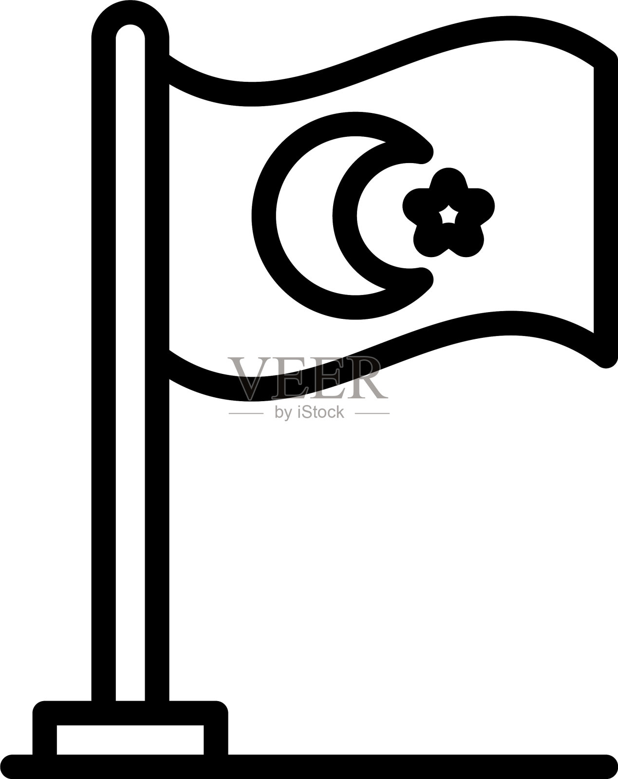 土耳其国旗图标轮廓风格插画图片素材