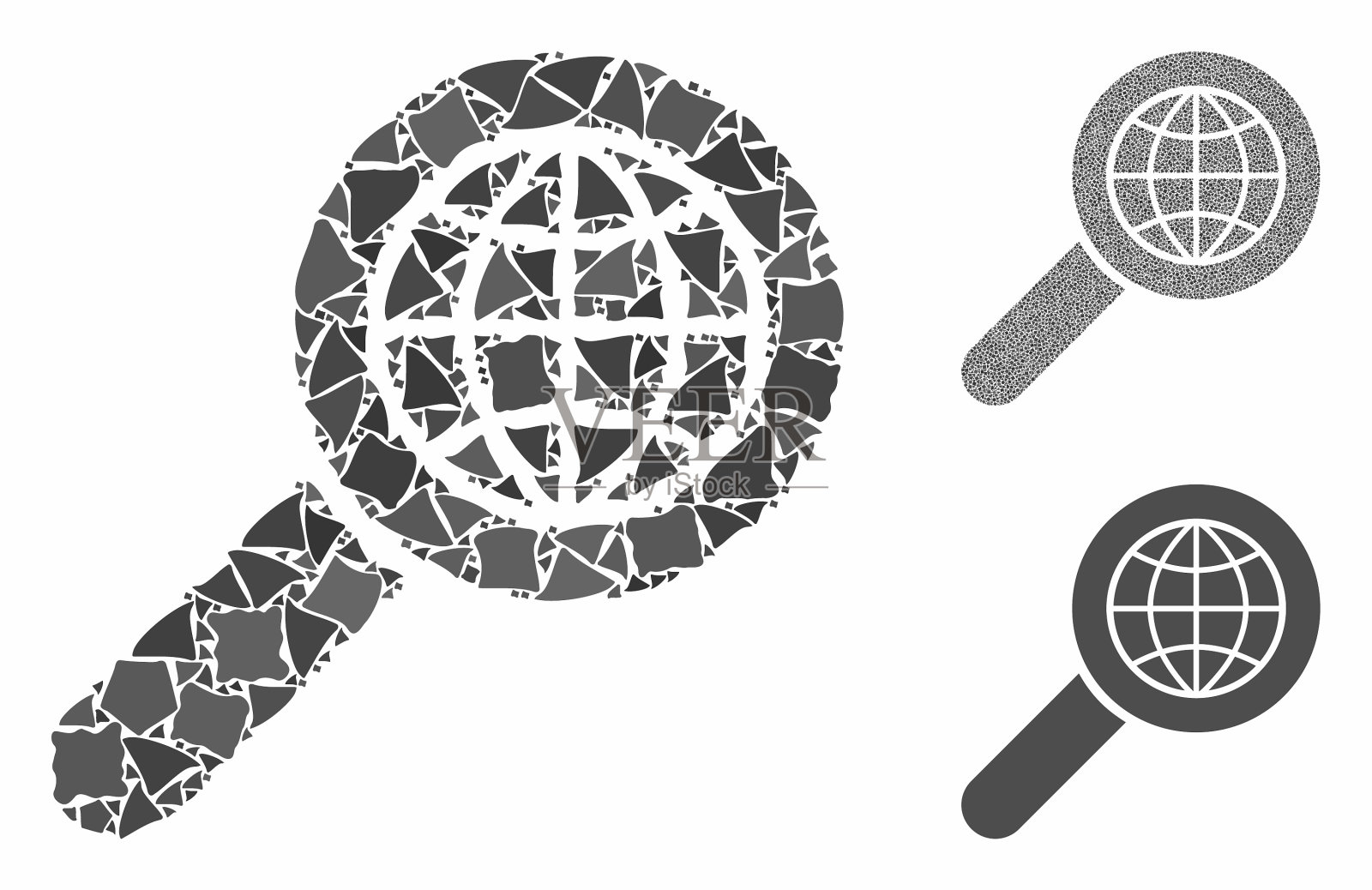 搜索地球仪位置组成图标不规则插画图片素材