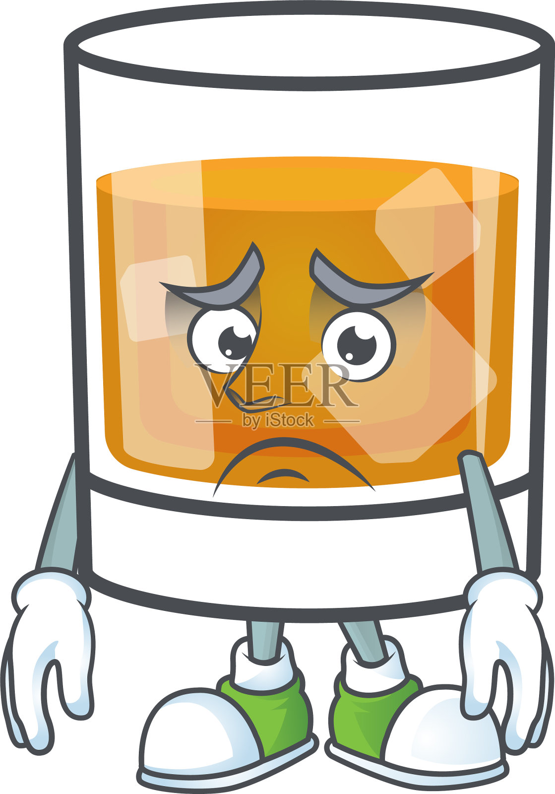 威士忌，白色背景下的人物害怕插画图片素材