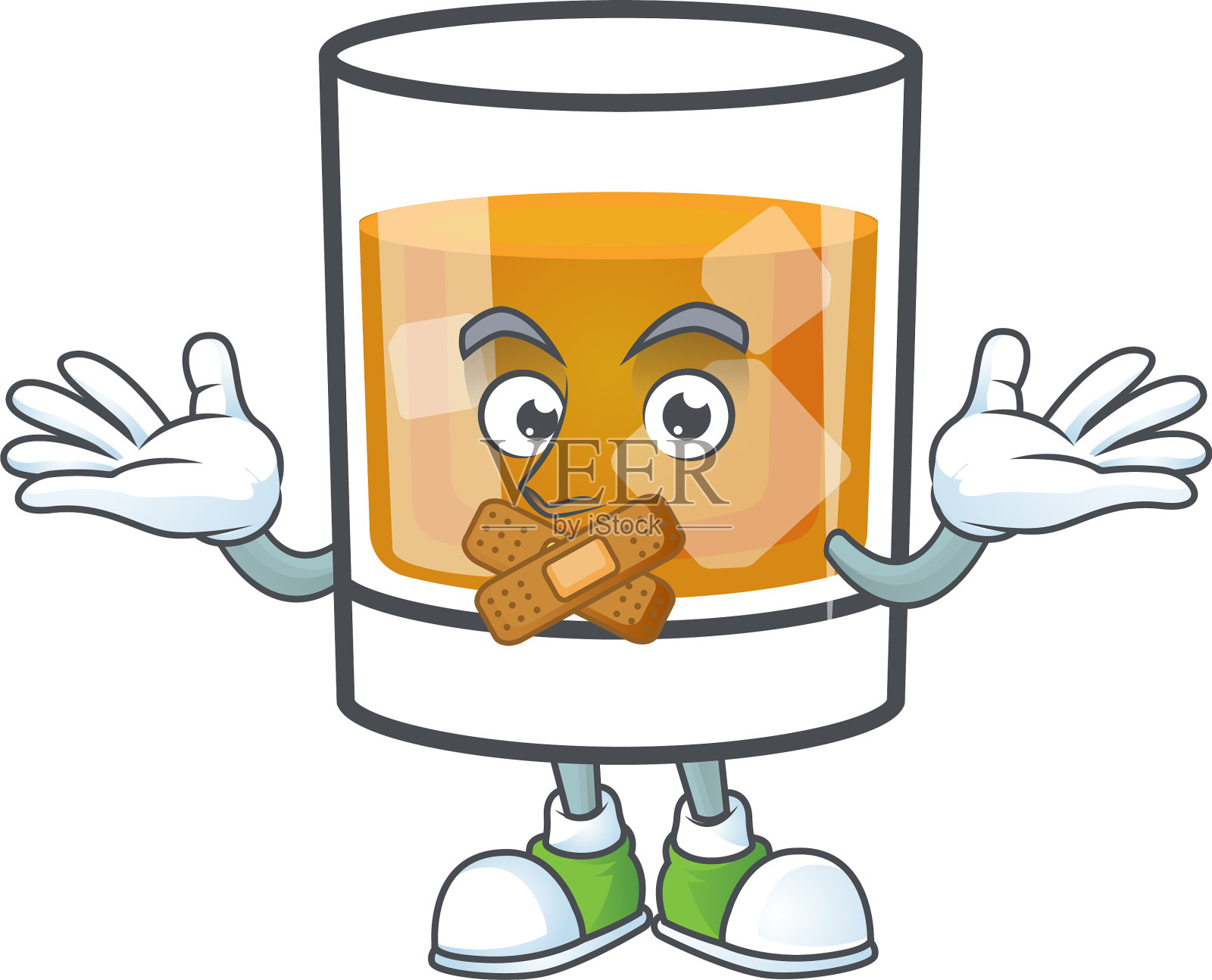 饮料冷威士忌卡通人物孤立插画图片素材