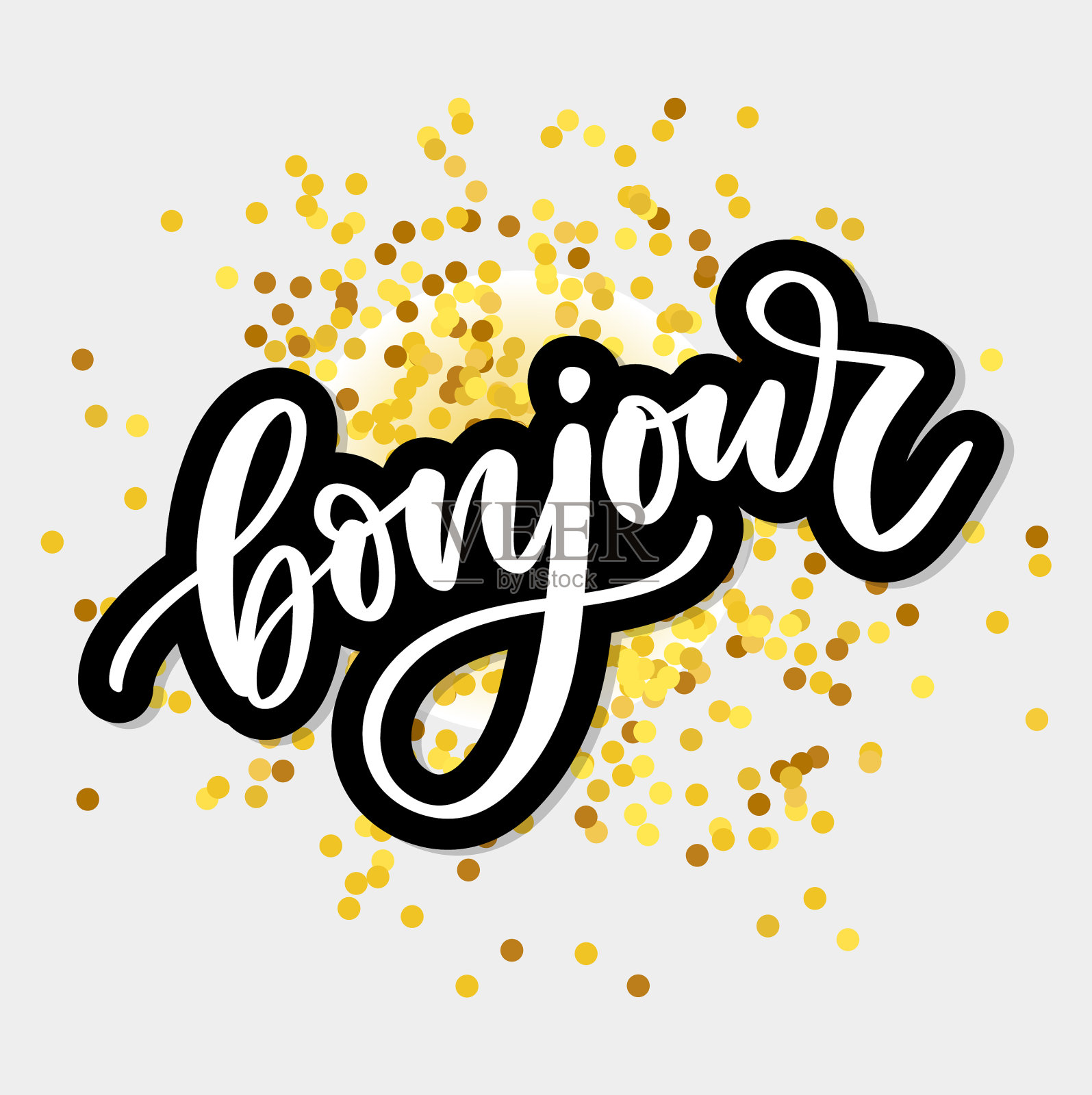 Bonjour题词good day用法语问候语插画图片素材