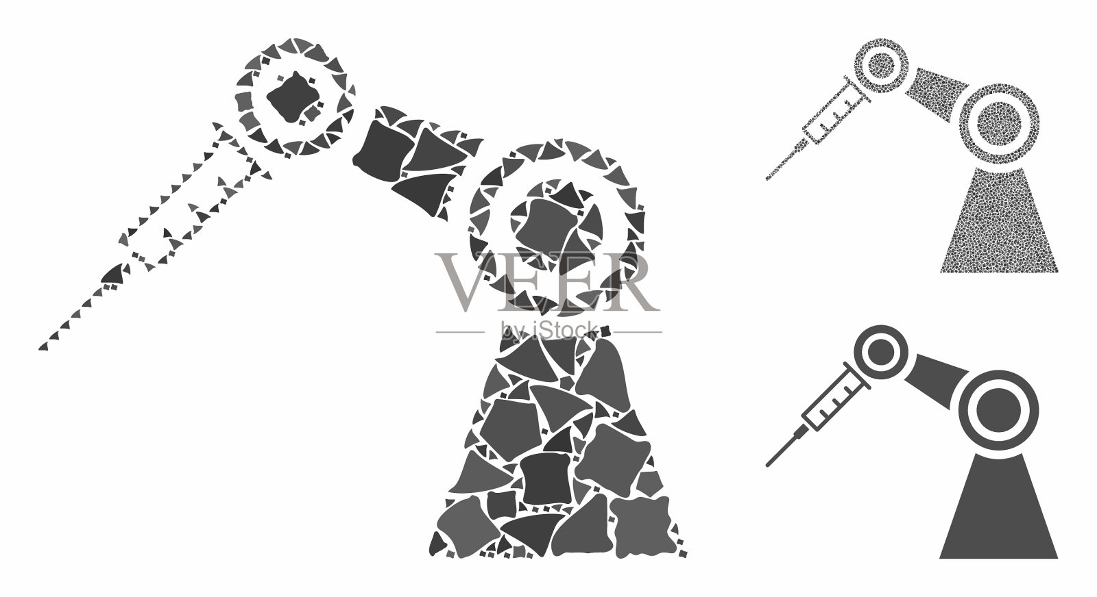 医疗注射机器人组成图标晃动插画图片素材