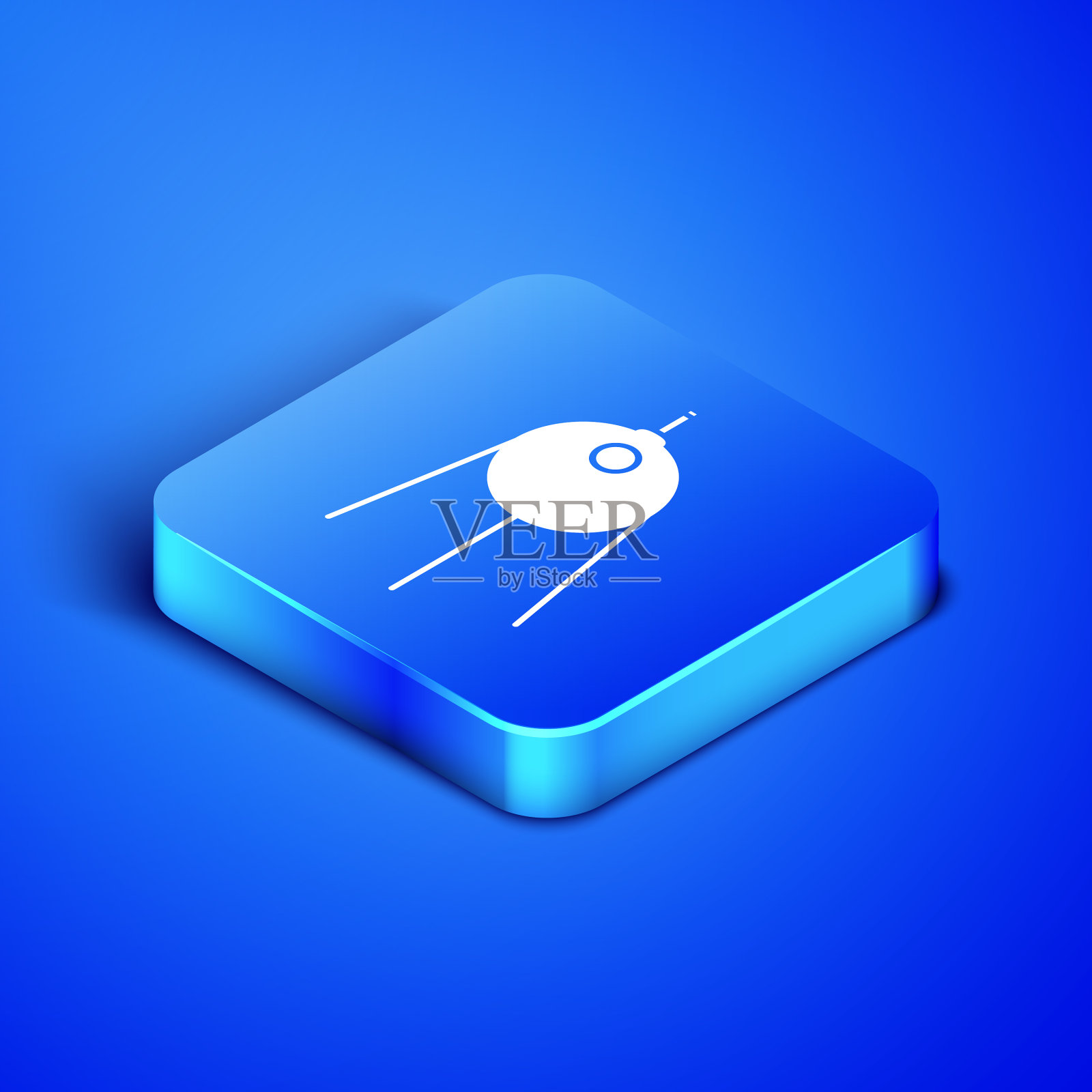 等距卫星图标孤立在蓝色插画图片素材