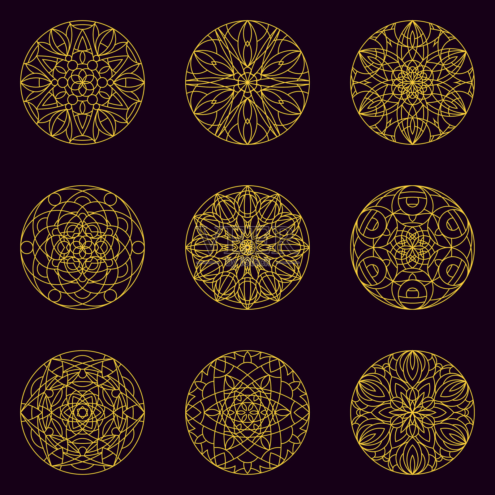 曼陀罗无缝图案14插画图片素材