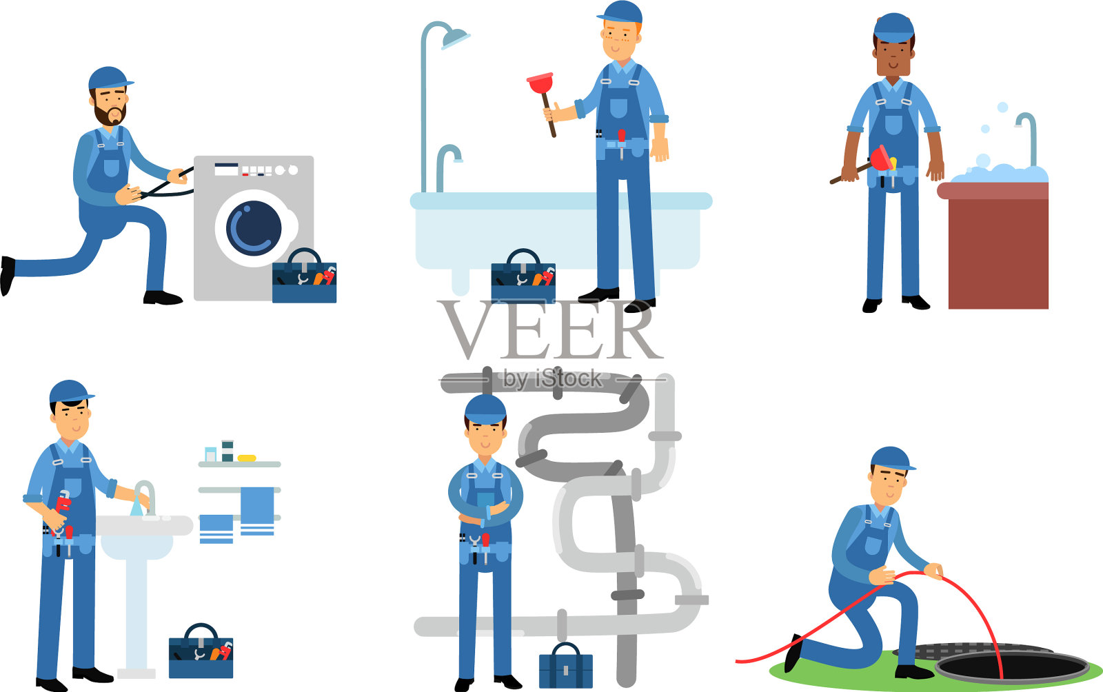 维修水管系统插画图片素材