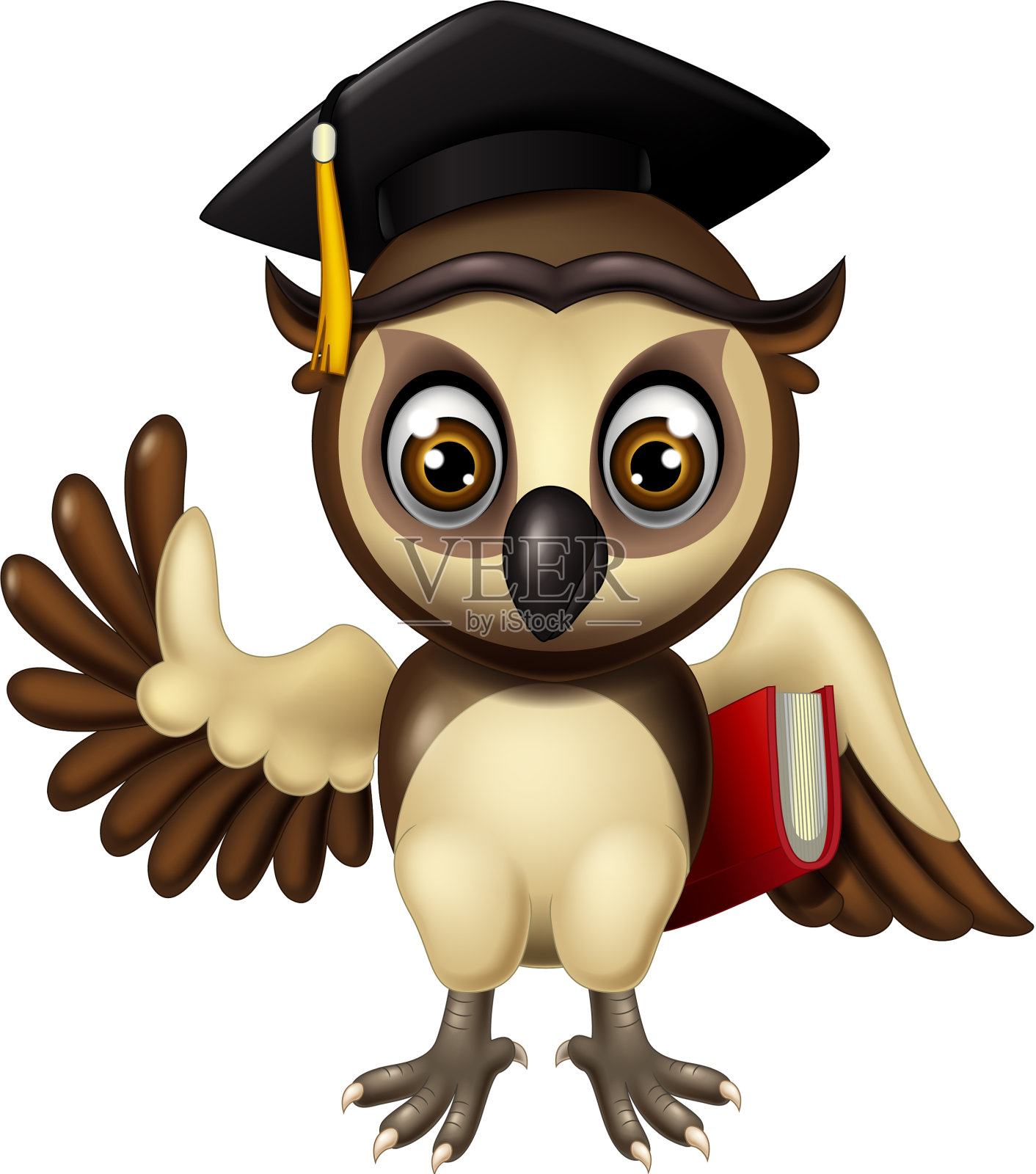 有趣的棕白色猫头鹰卡通设计元素图片