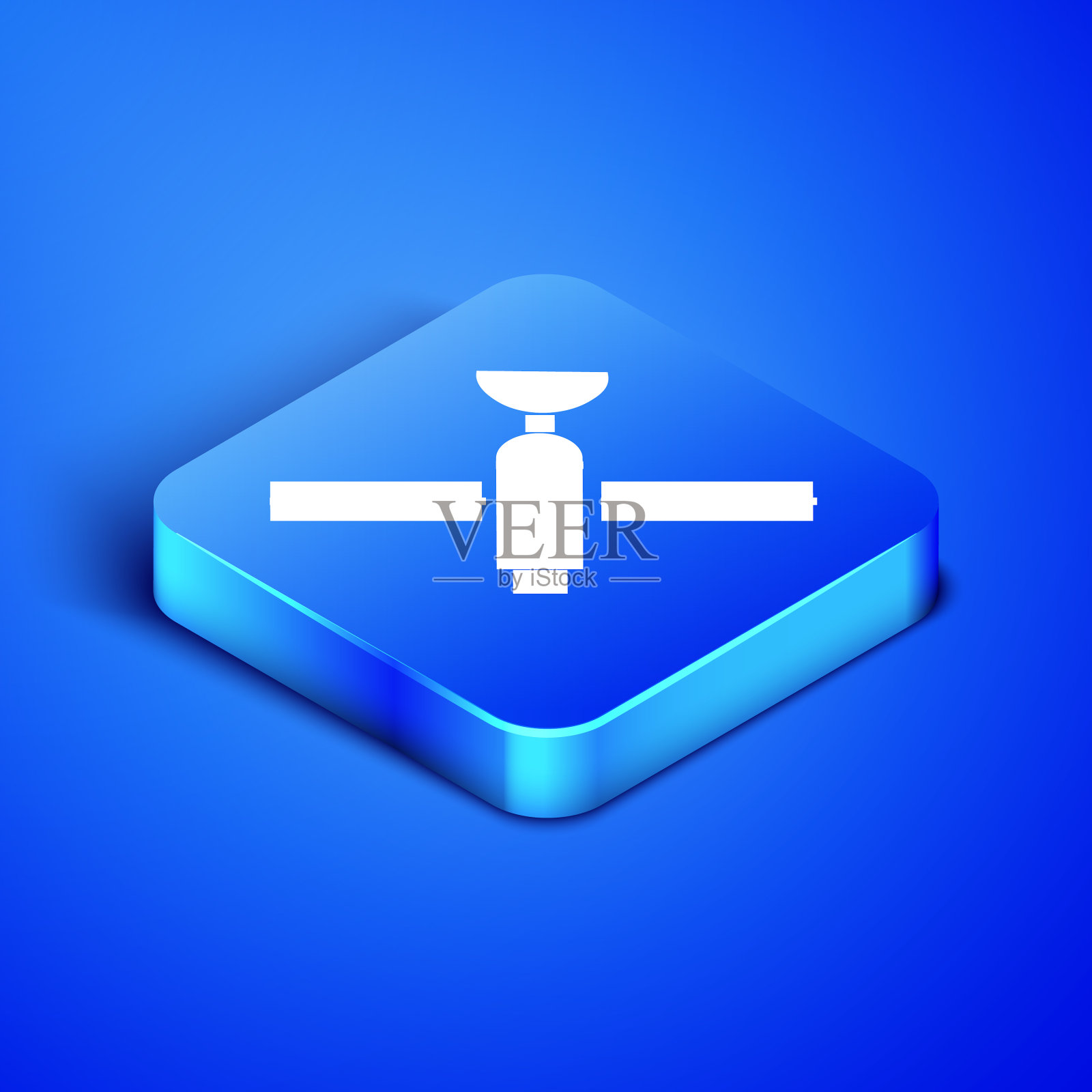 等距卫星图标孤立在蓝色插画图片素材