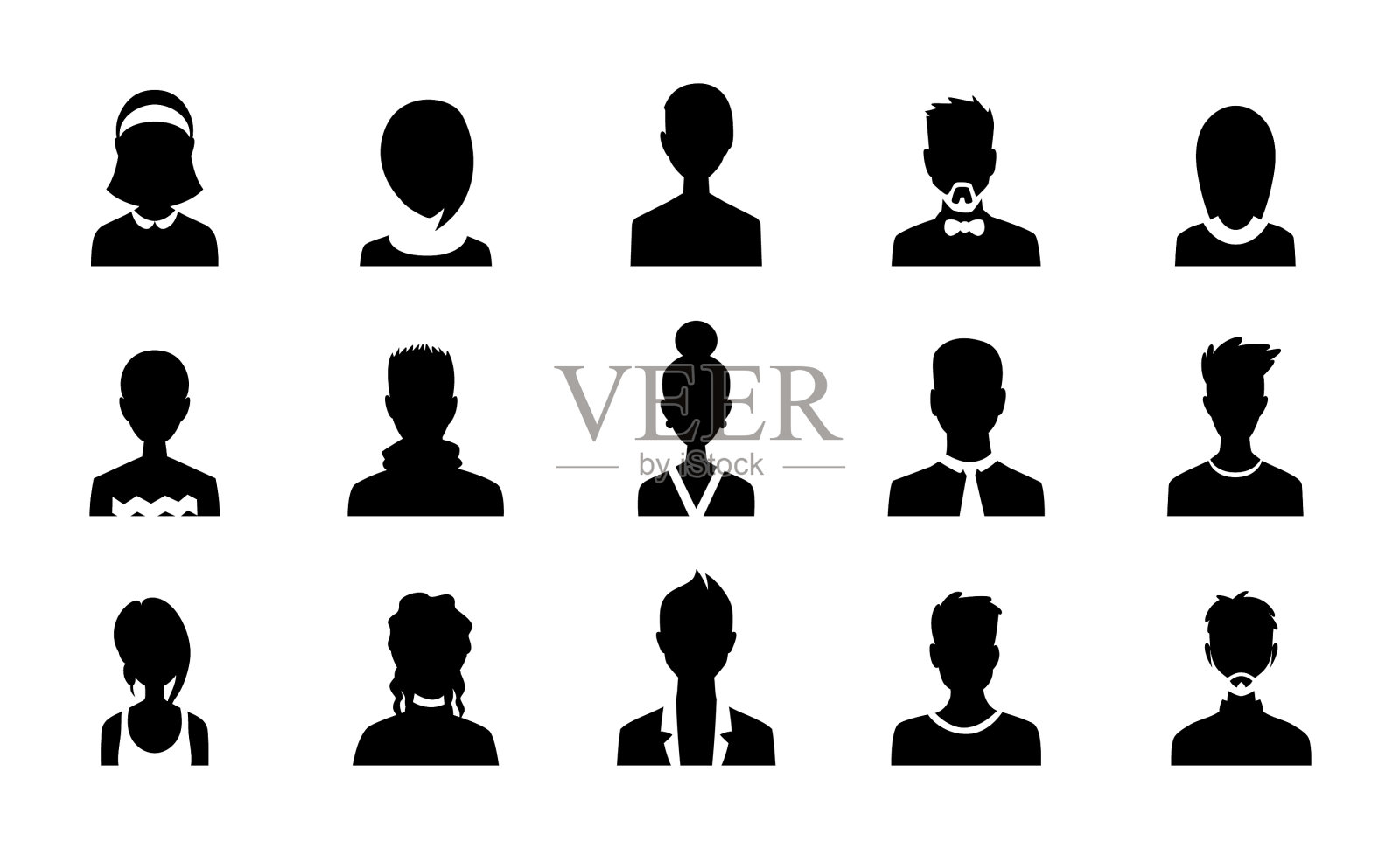 给男人和女人设置商业头像图标素材