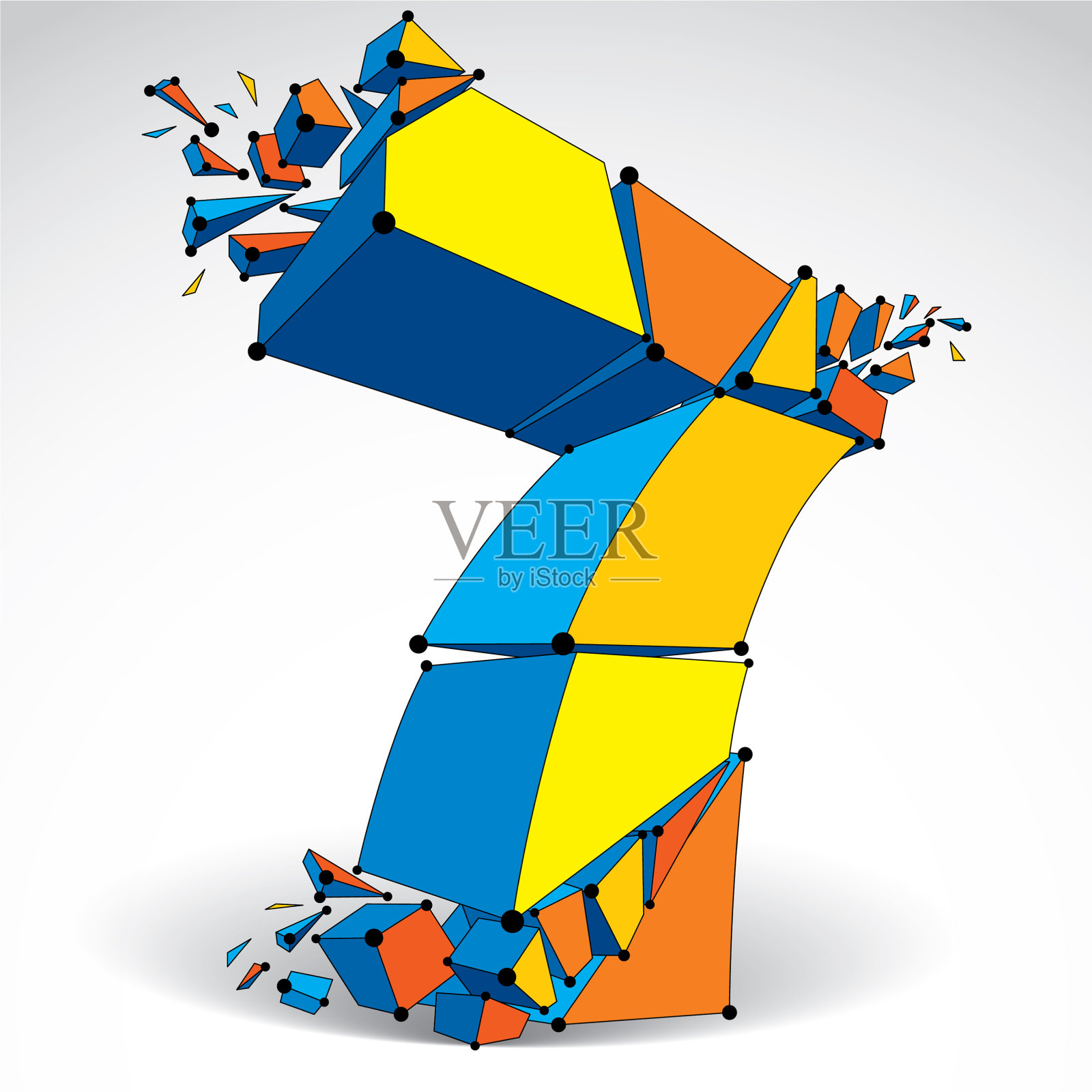 7号3d数字线框被破解了插画图片素材