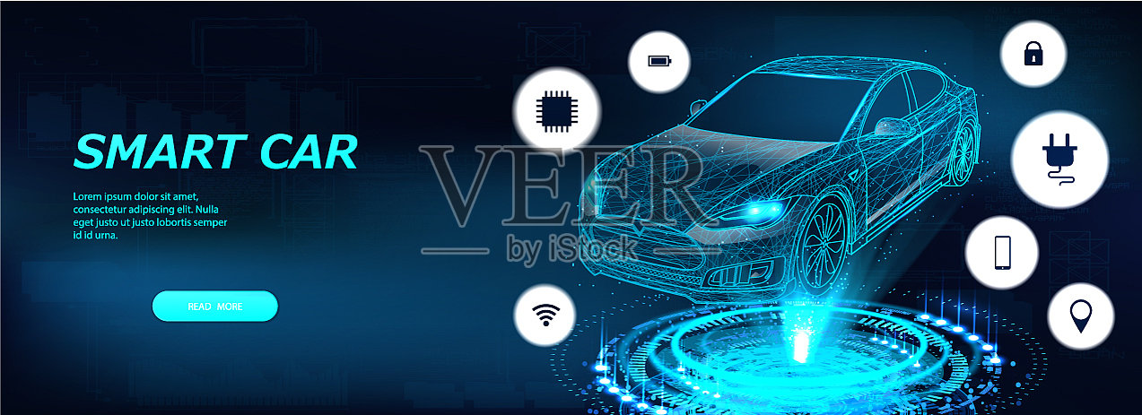 等距智能汽车插画图片素材