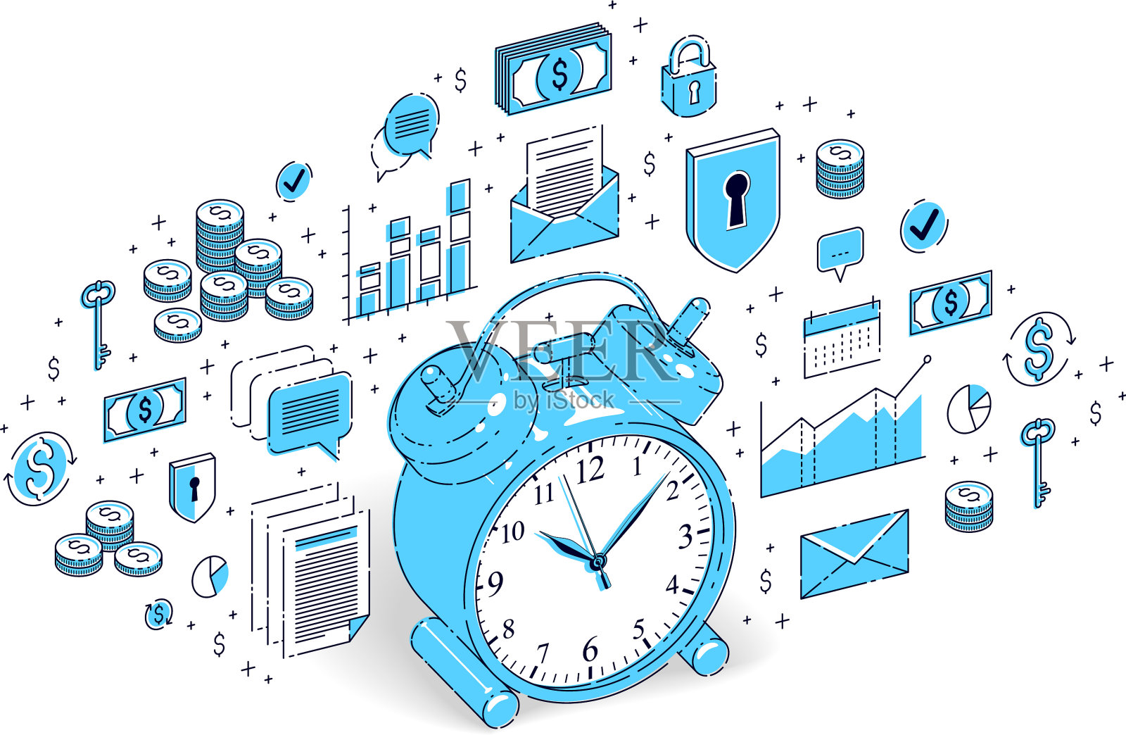 表闹钟隔离在白色背景插画图片素材