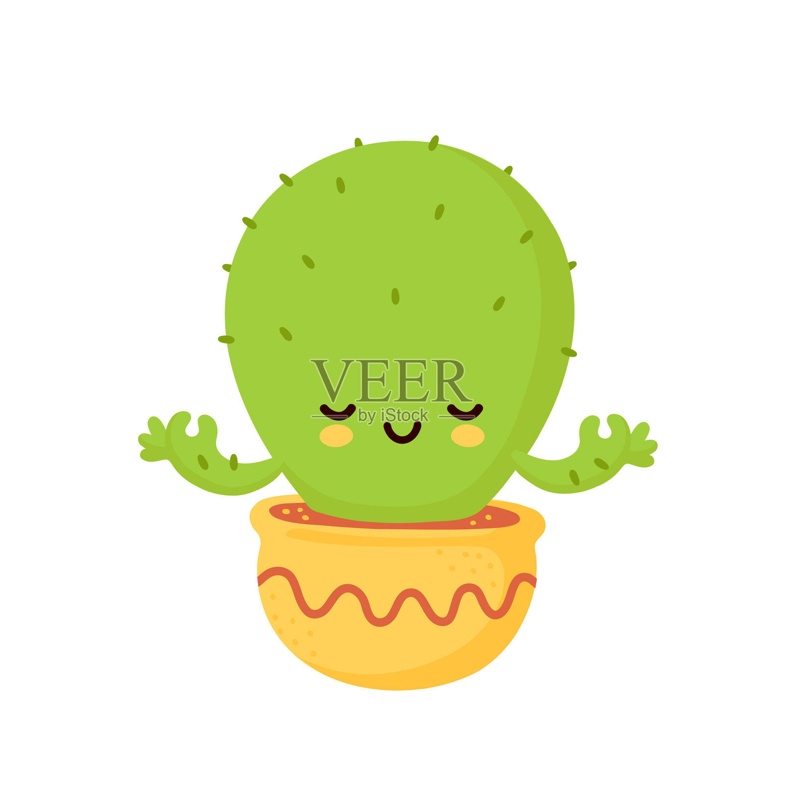 可爱快乐微笑冥想仙人掌设计元素图片