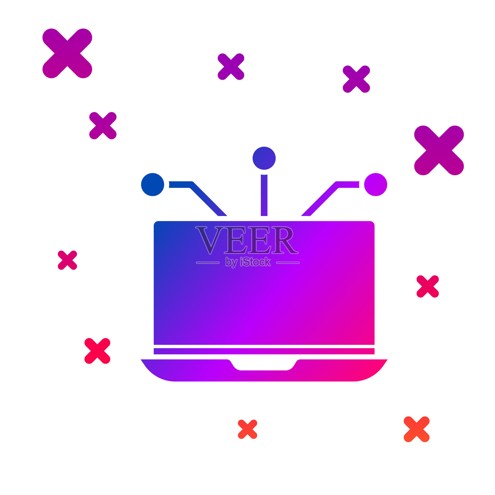 彩色笔记本电脑图标孤立在白色背景图标素材