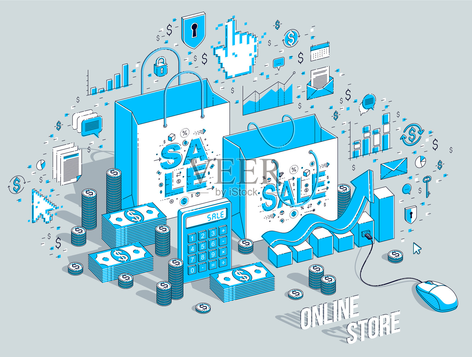 网上商店概念网上商店网上销售插画图片素材