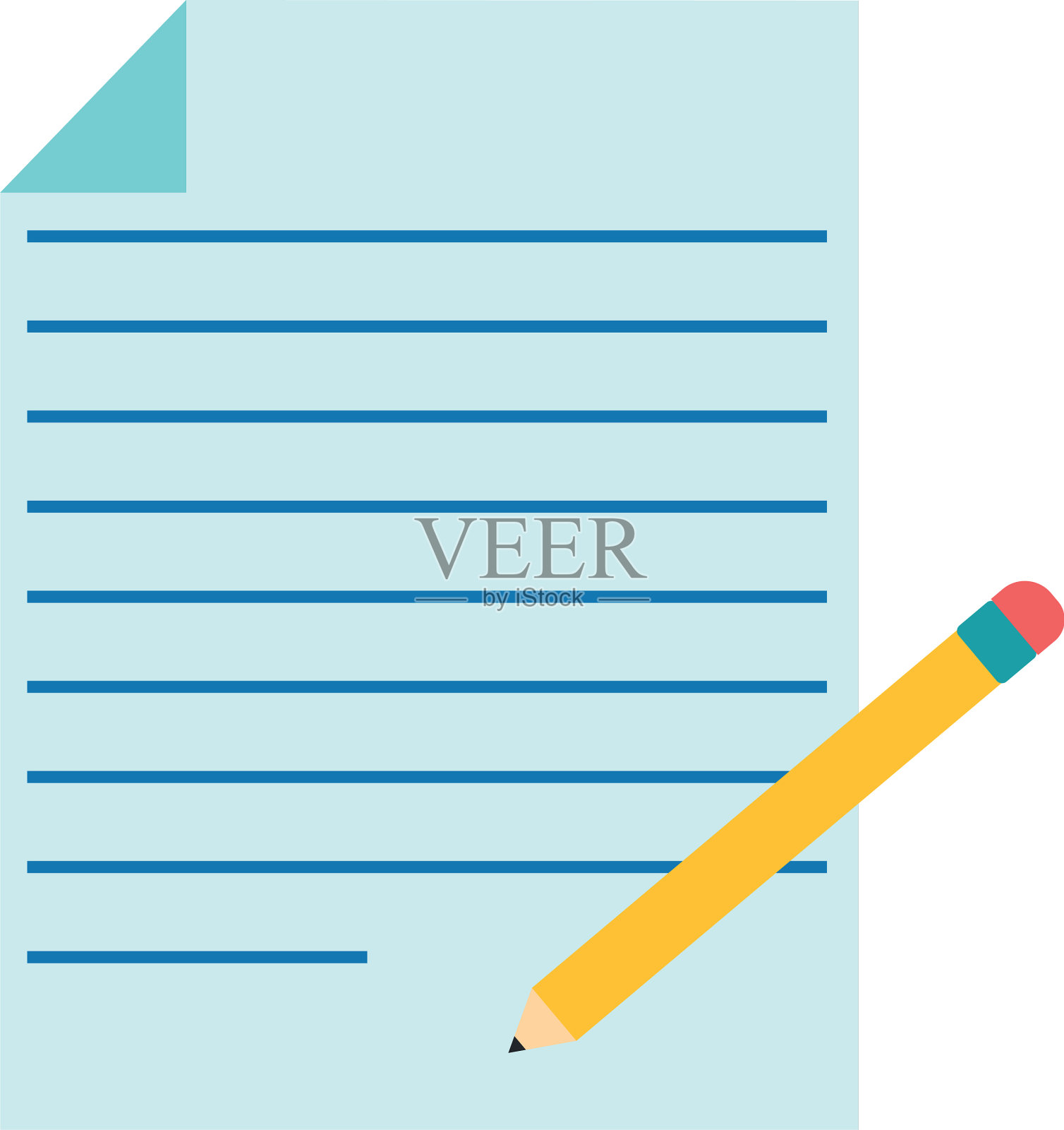 孤立的文件和铅笔平面设计设计元素图片