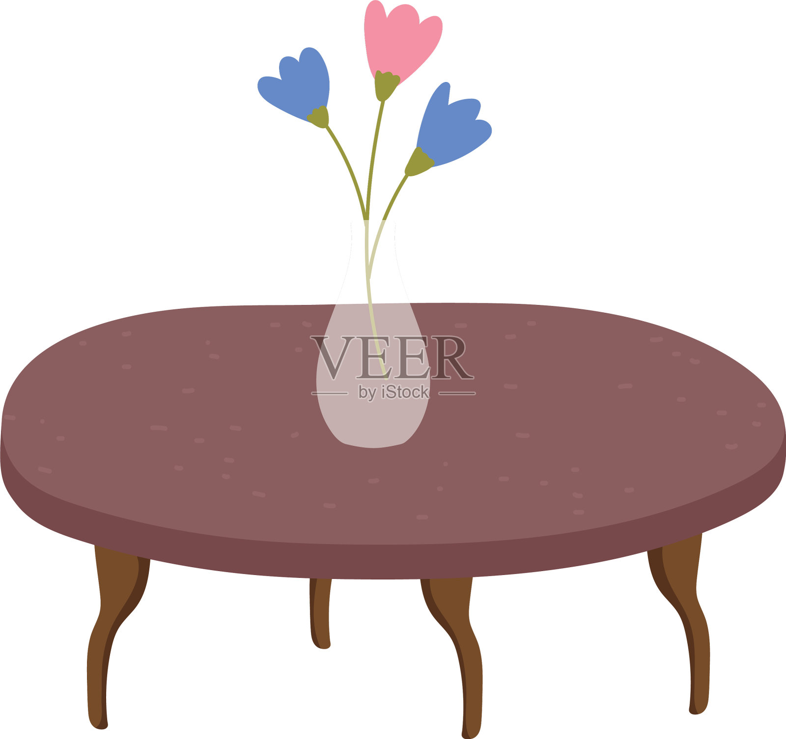 桌子和花瓶花装饰设计元素图片